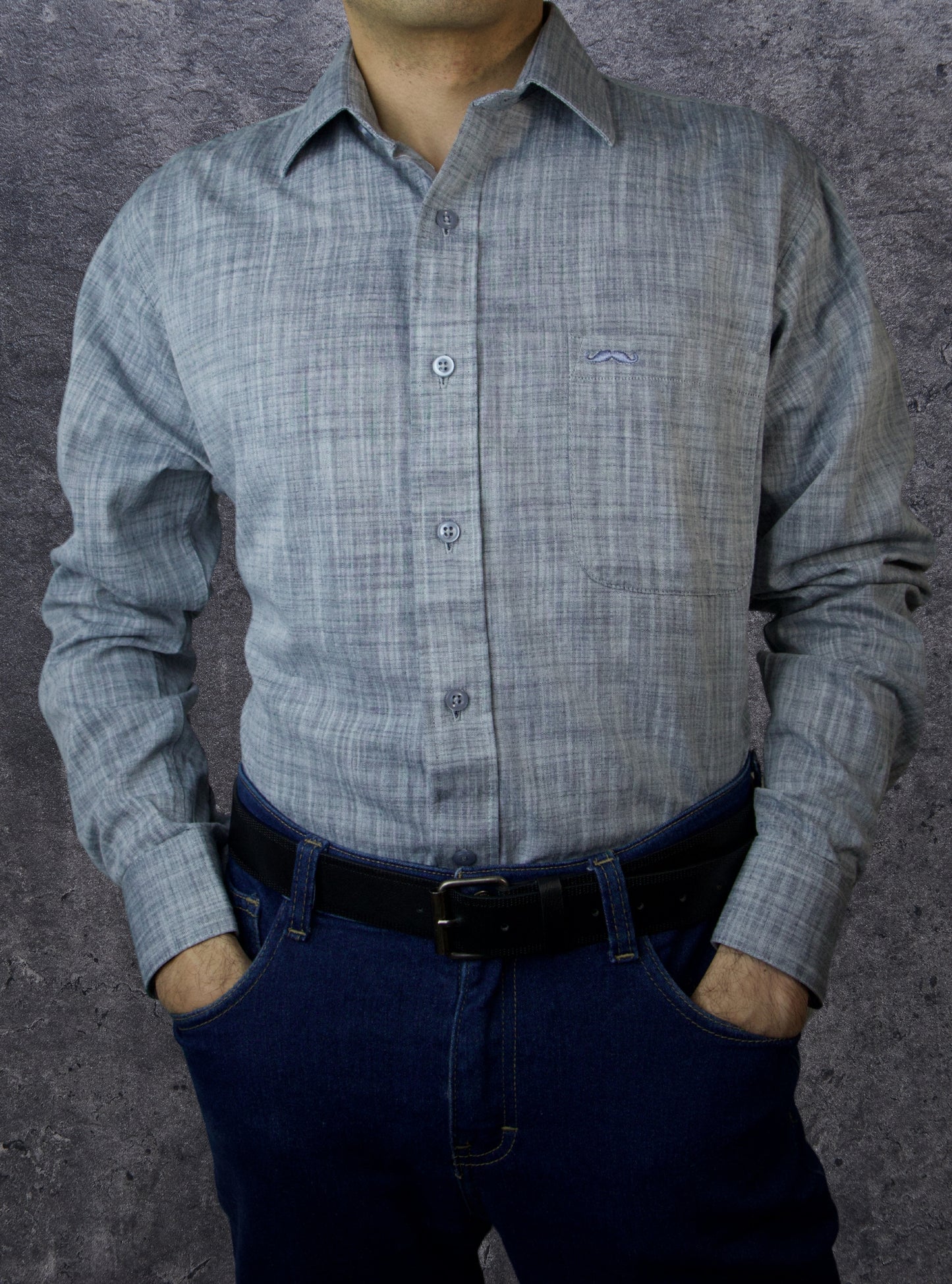 Camisa corte regular - Lino gris