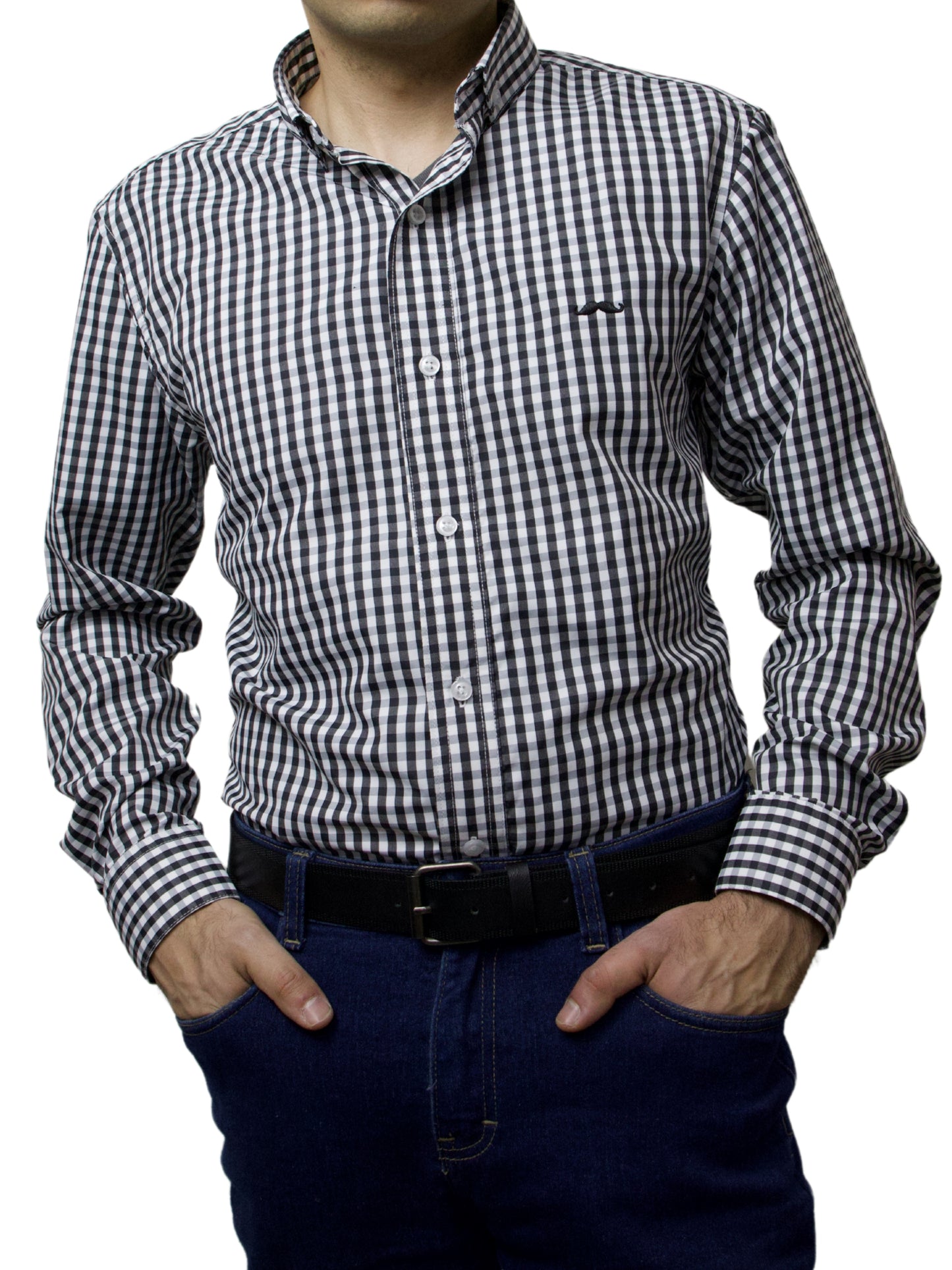 Camisa slim fit - Cuadro negro