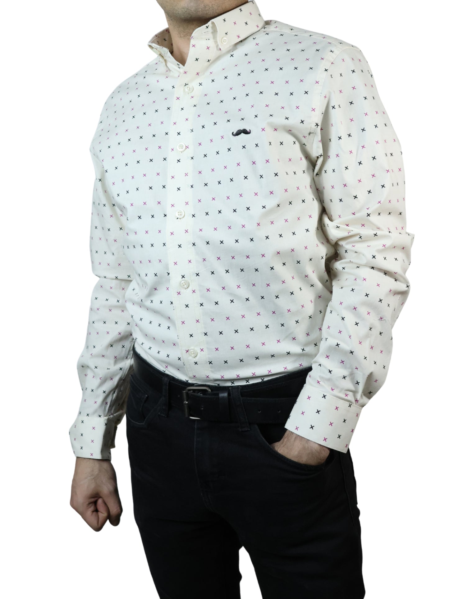 Camisa slim fit - Estampado beige