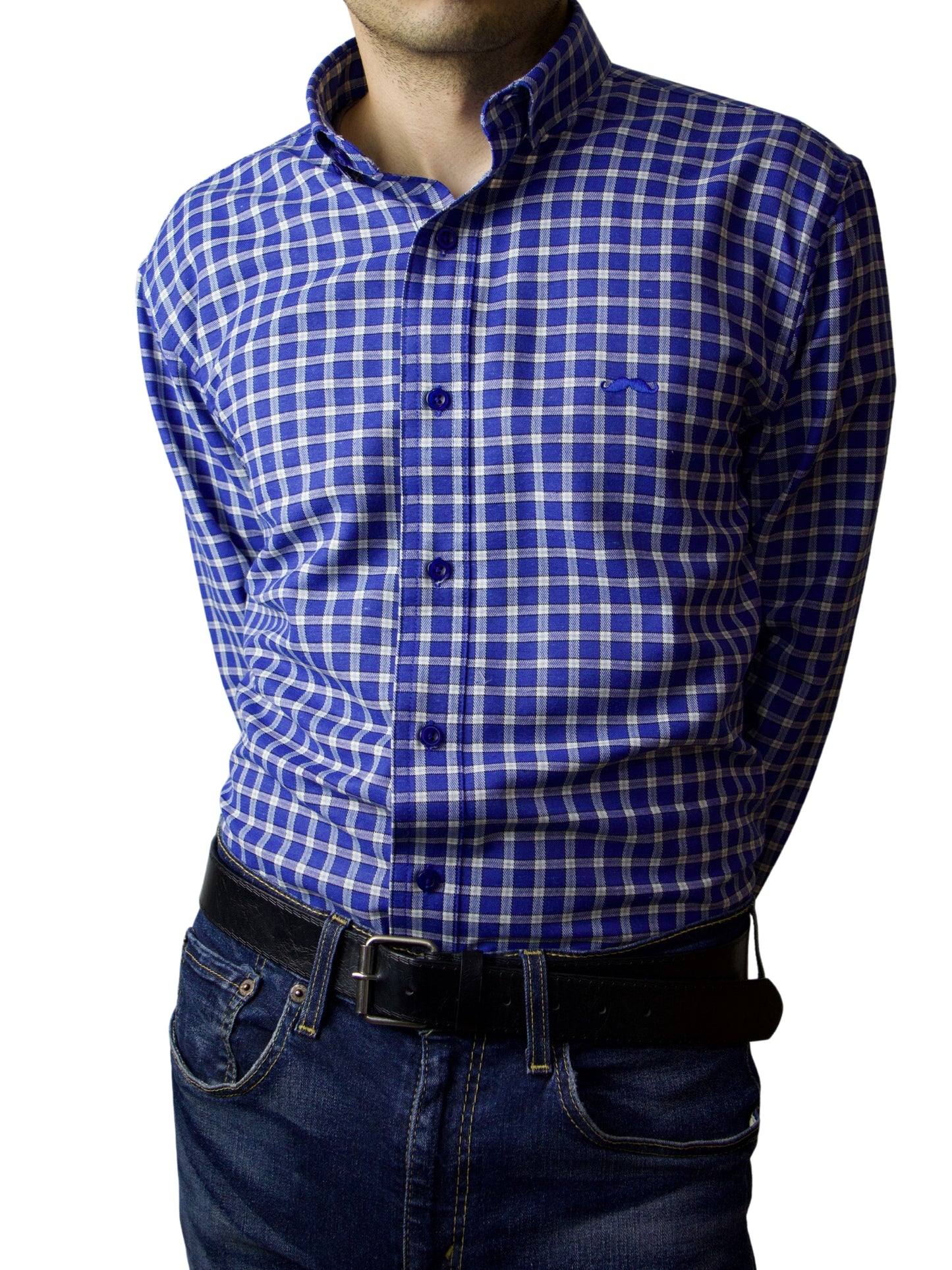 Camisa slim fit - Cuadro azul medio