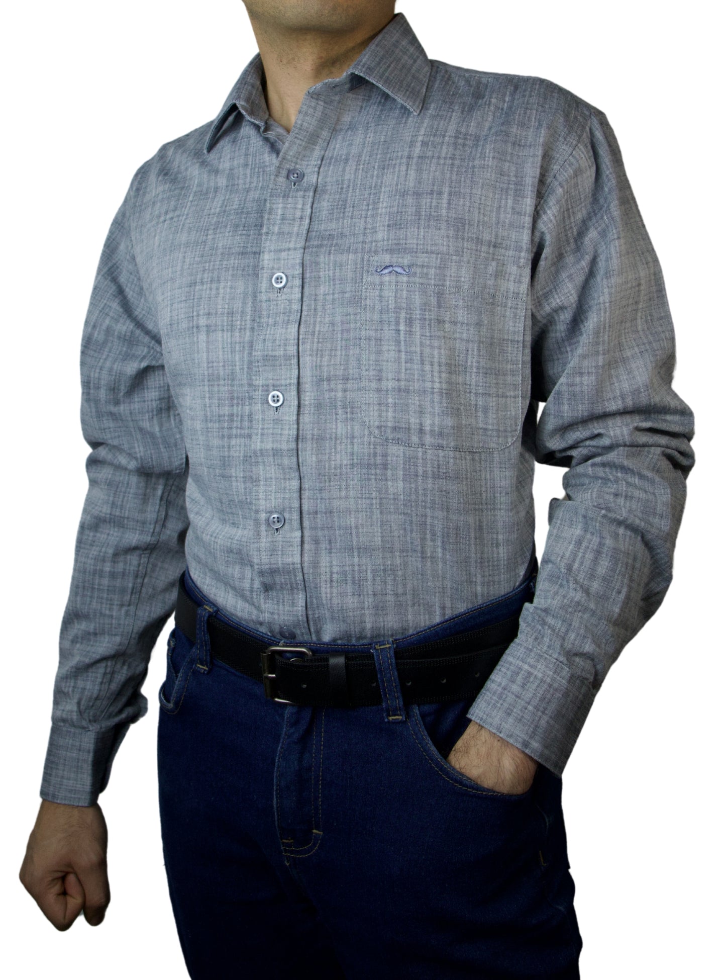 Camisa corte regular - Lino gris