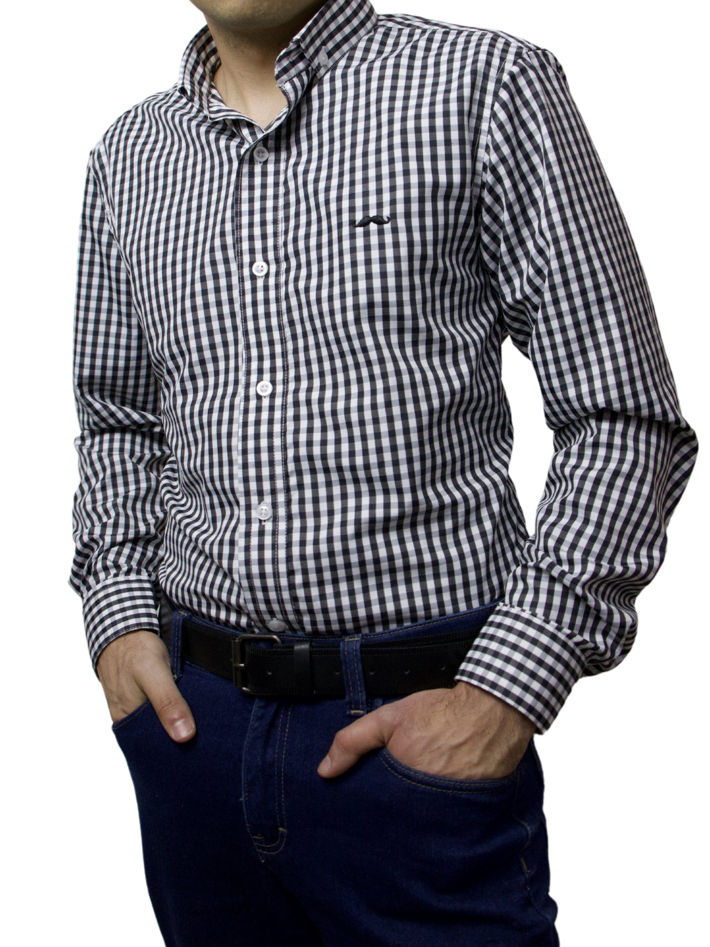 Camisa slim fit - Cuadro negro