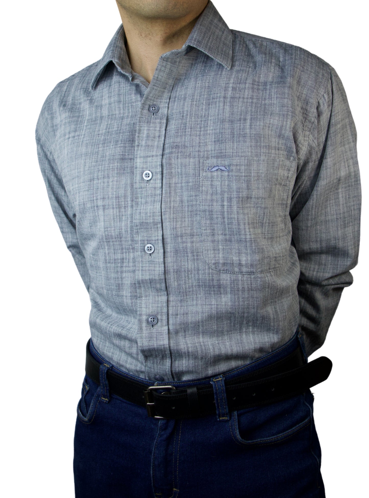 Camisa corte regular - Lino gris