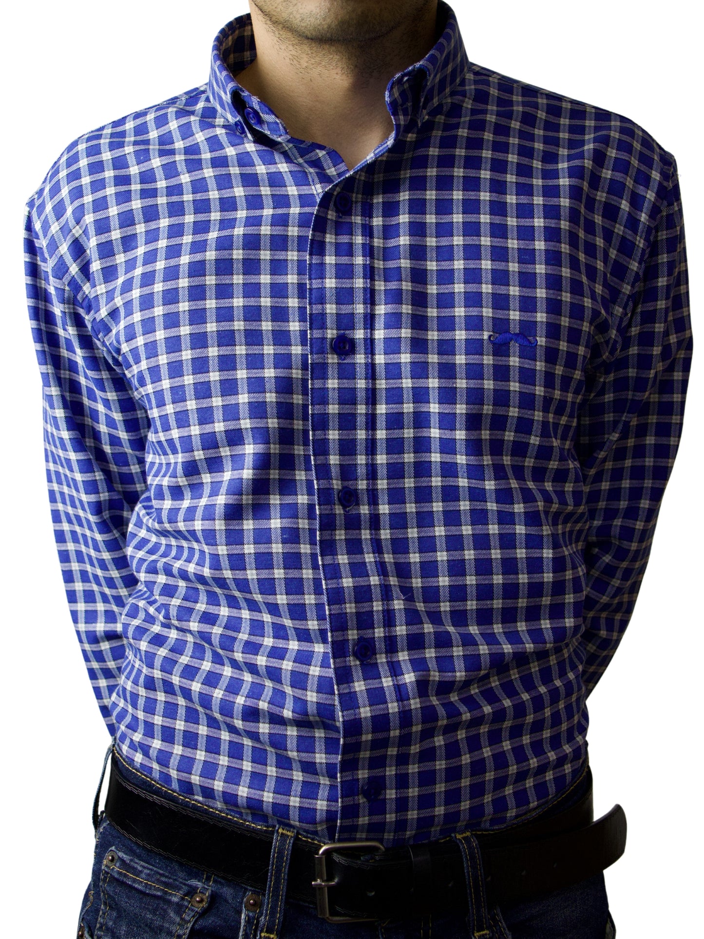 Camisa slim fit - Cuadro azul medio