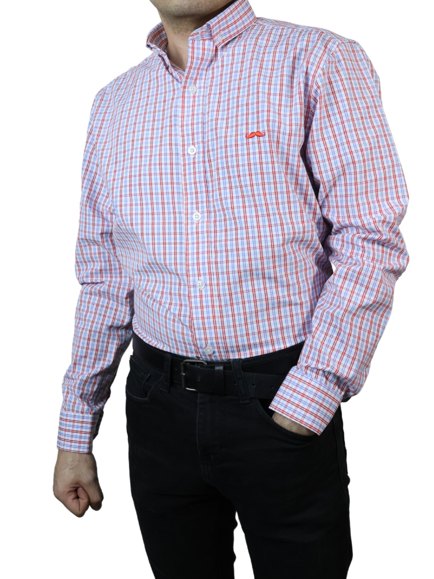 Camisa slim fit - Cuadrilla rojo y azul