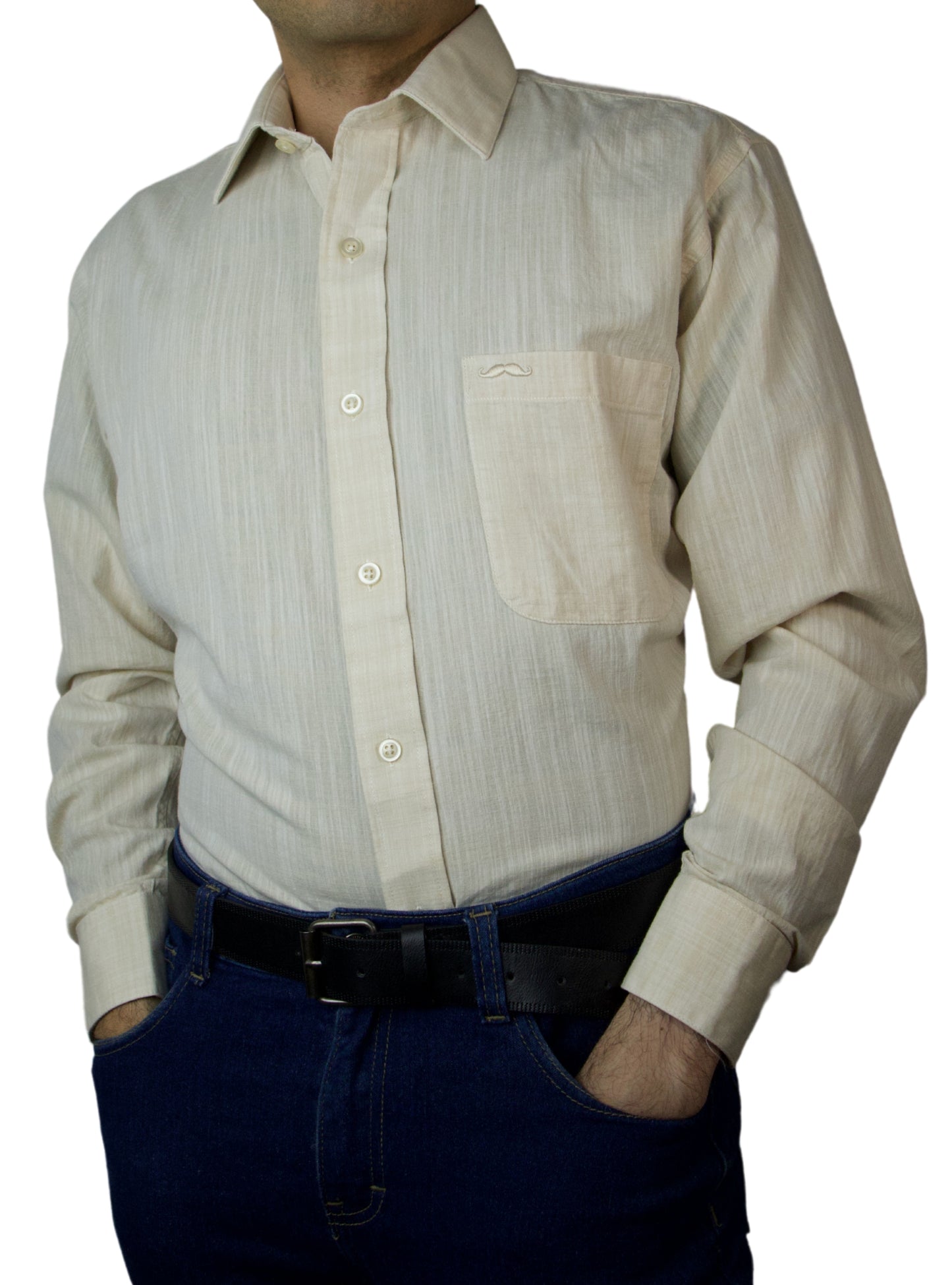 Camisa corte regular - Lino crema