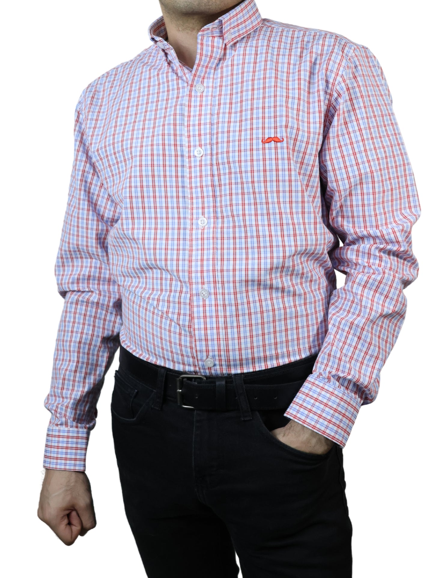 Camisa slim fit - Cuadrilla rojo y azul