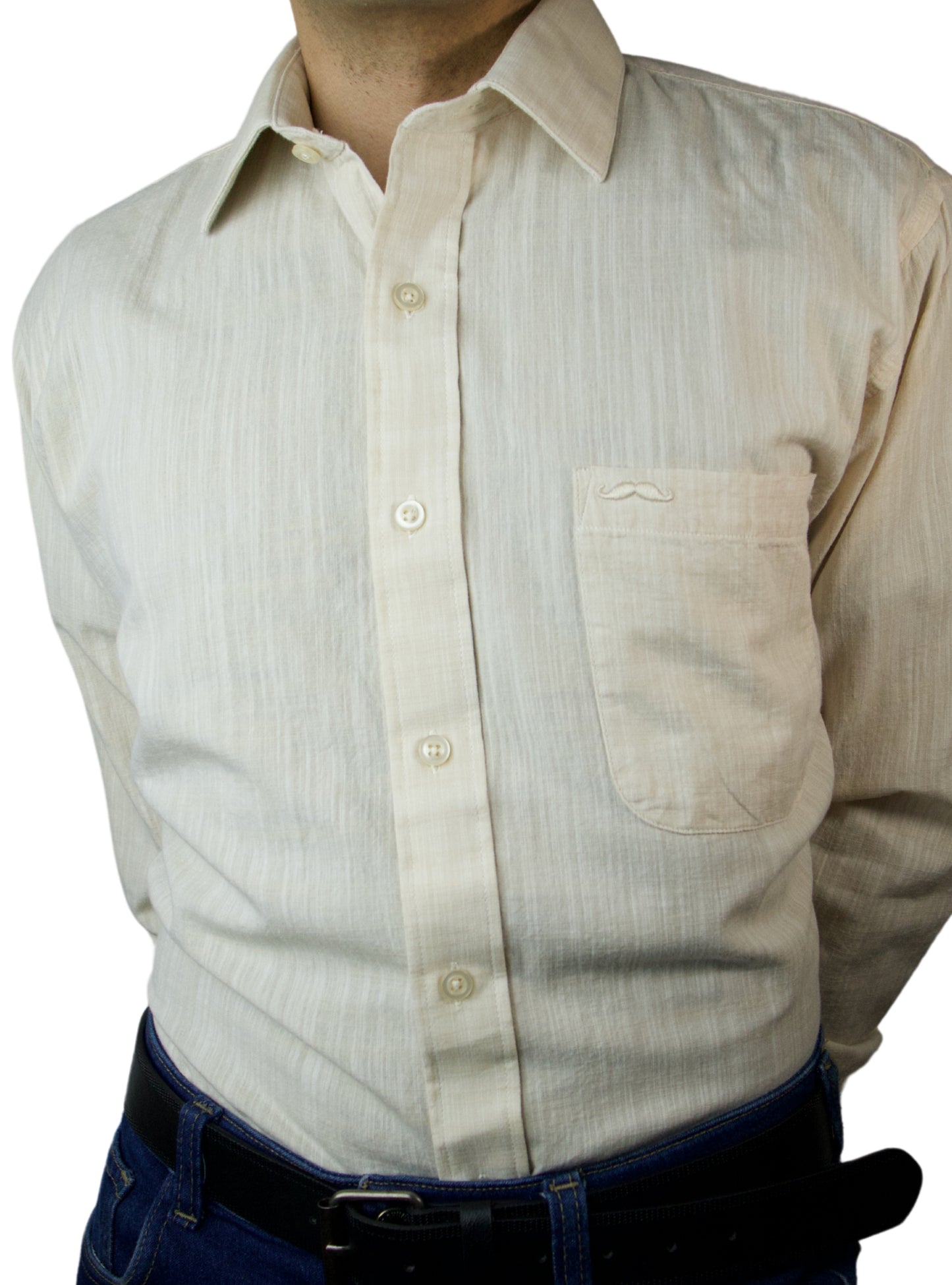 Camisa corte regular - Lino crema