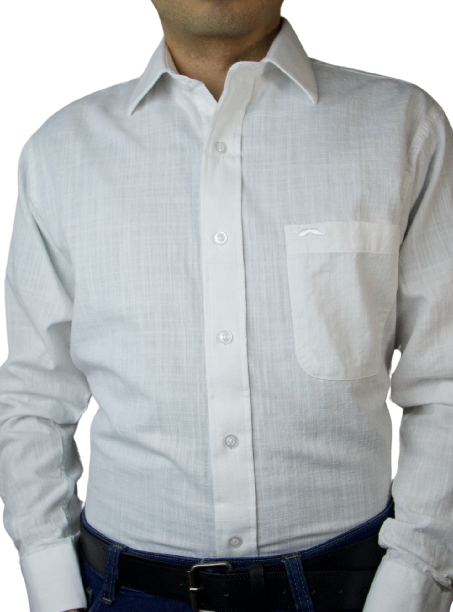 Camisa corte regular - Lino blanco