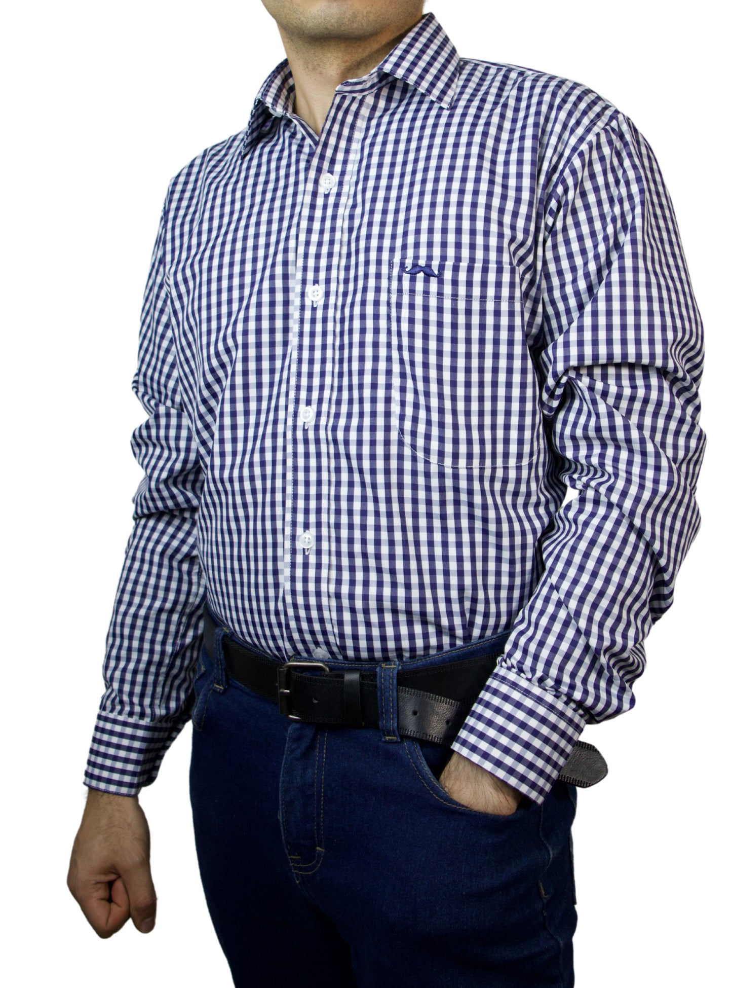 Camisa corte regular - Cuadro marino