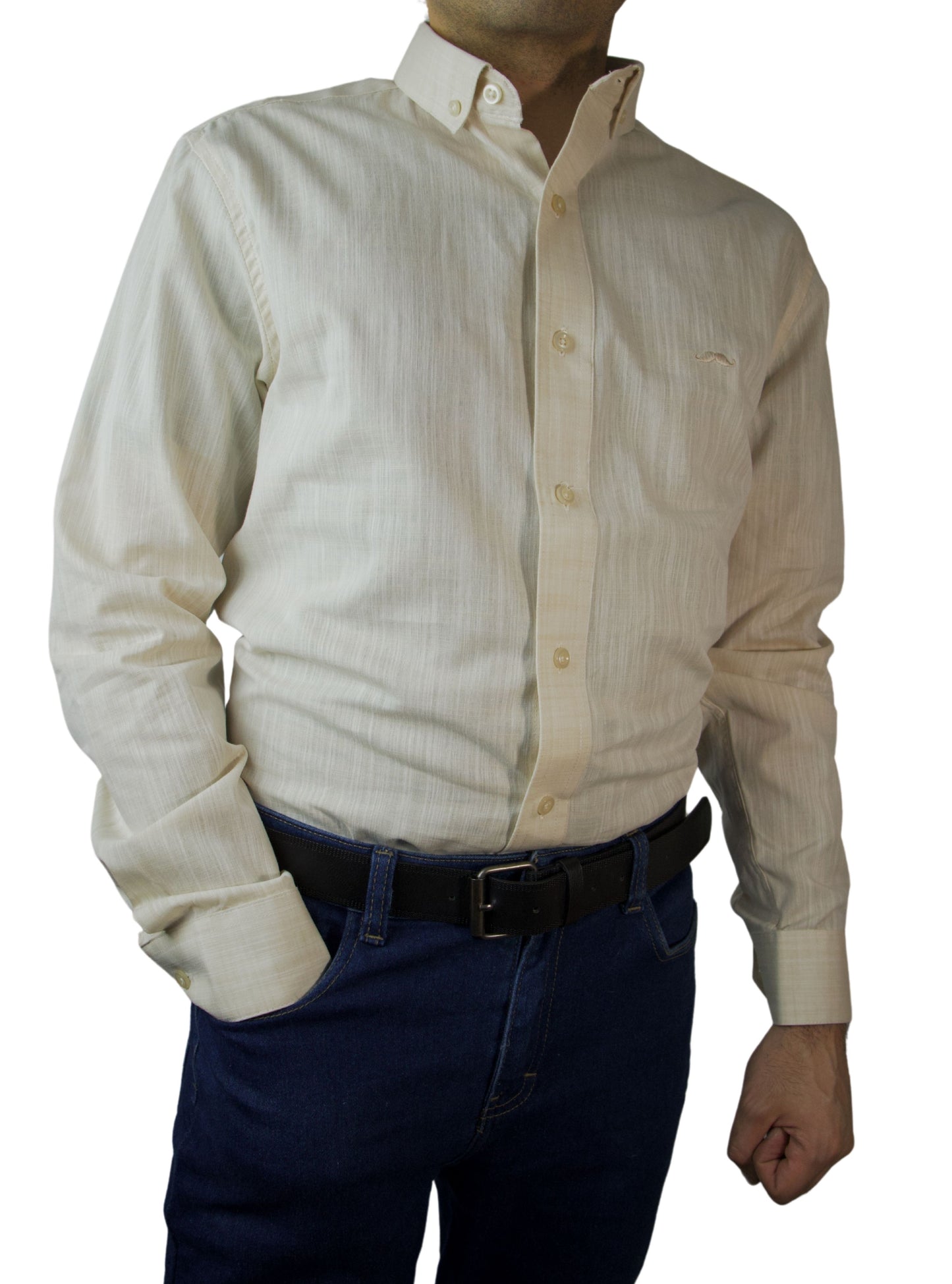 Camisa slim fit - Lino crema