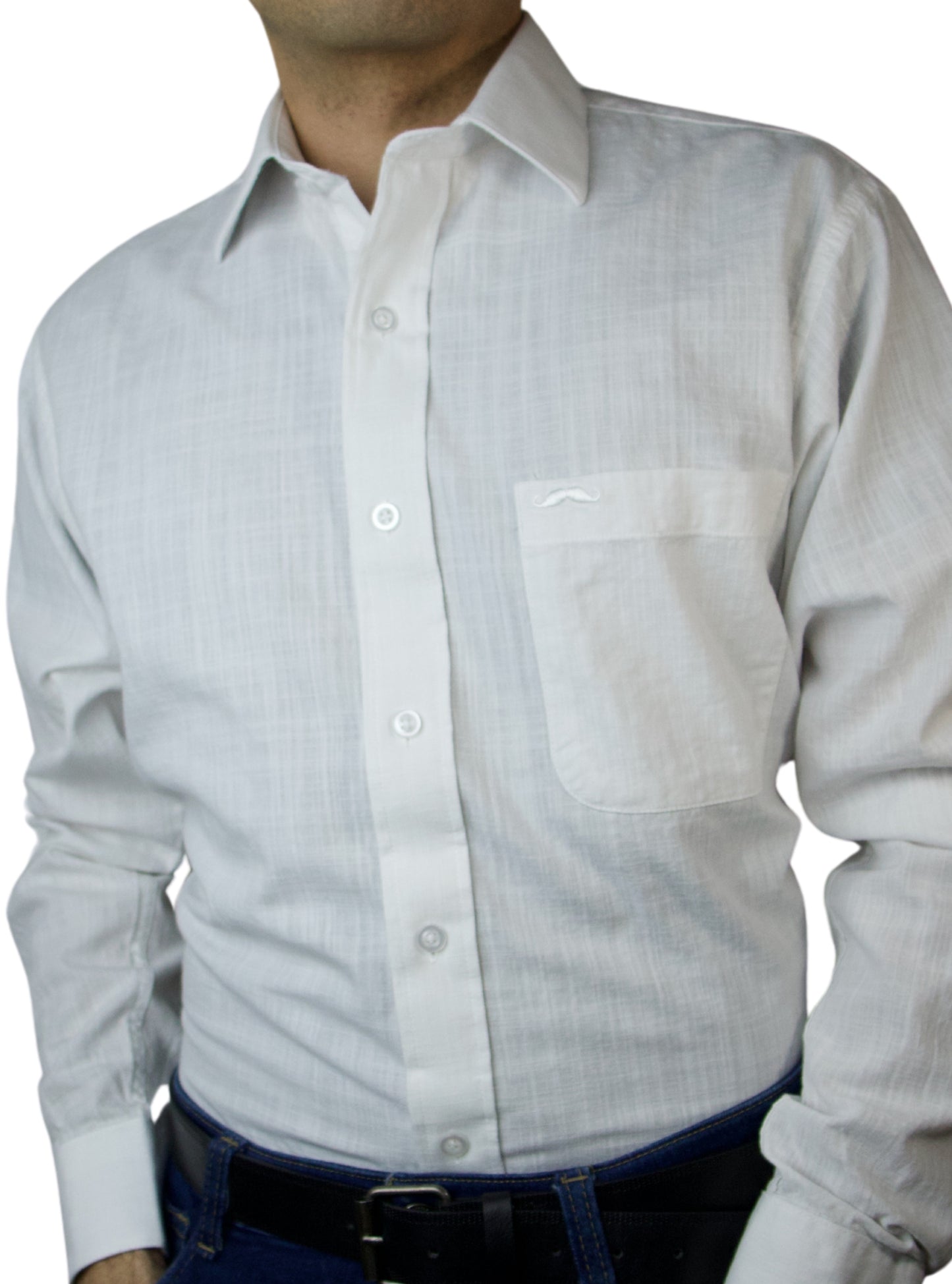 Camisa corte regular - Lino blanco