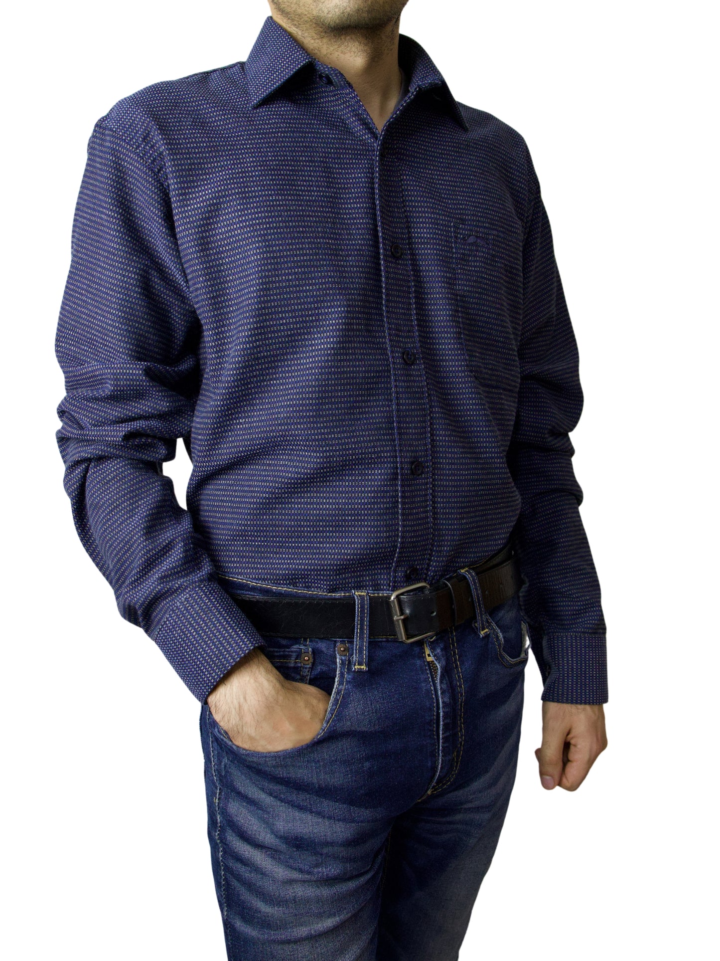 Camisa corte regular - Azul moderno