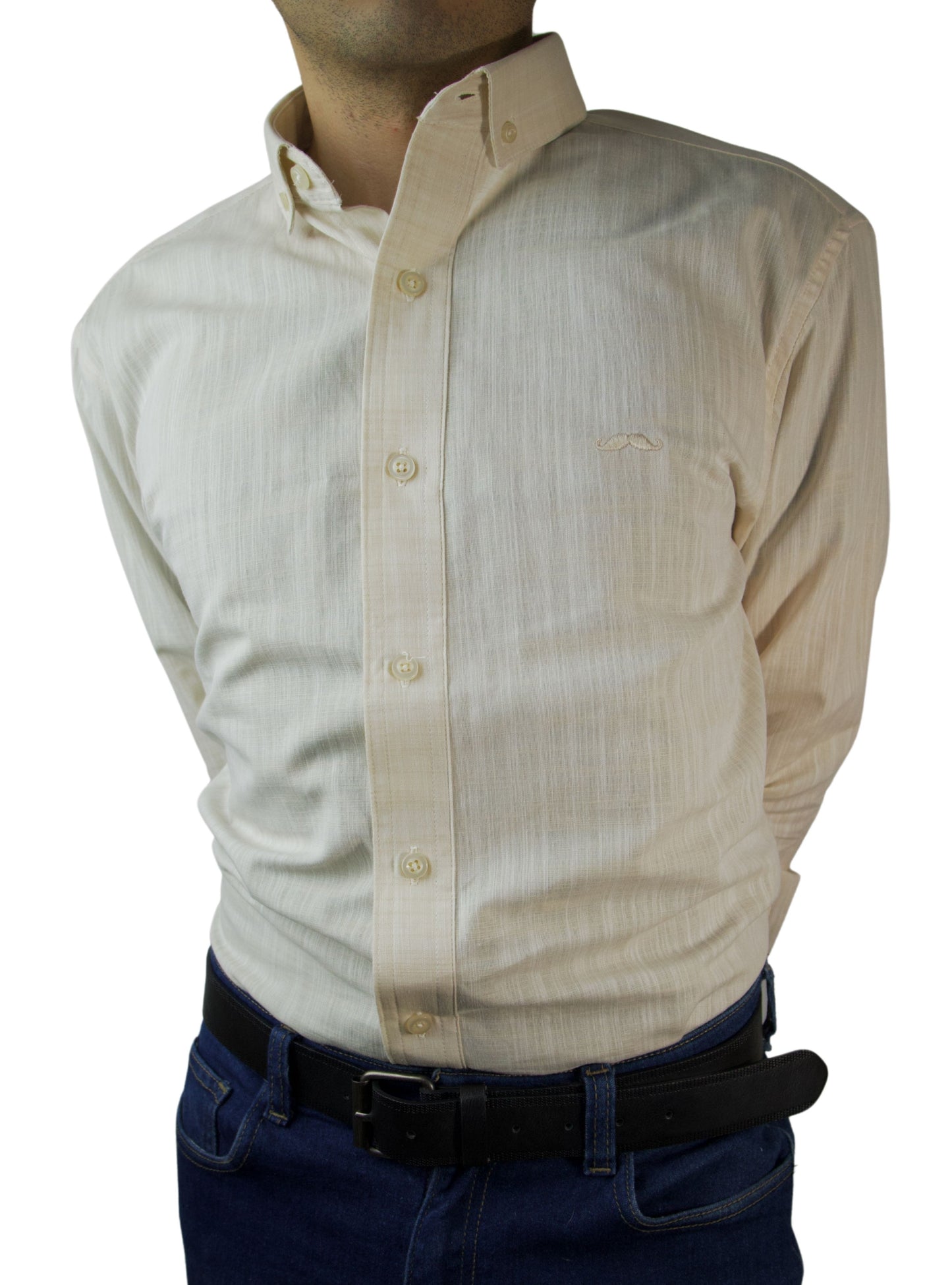 Camisa slim fit - Lino crema