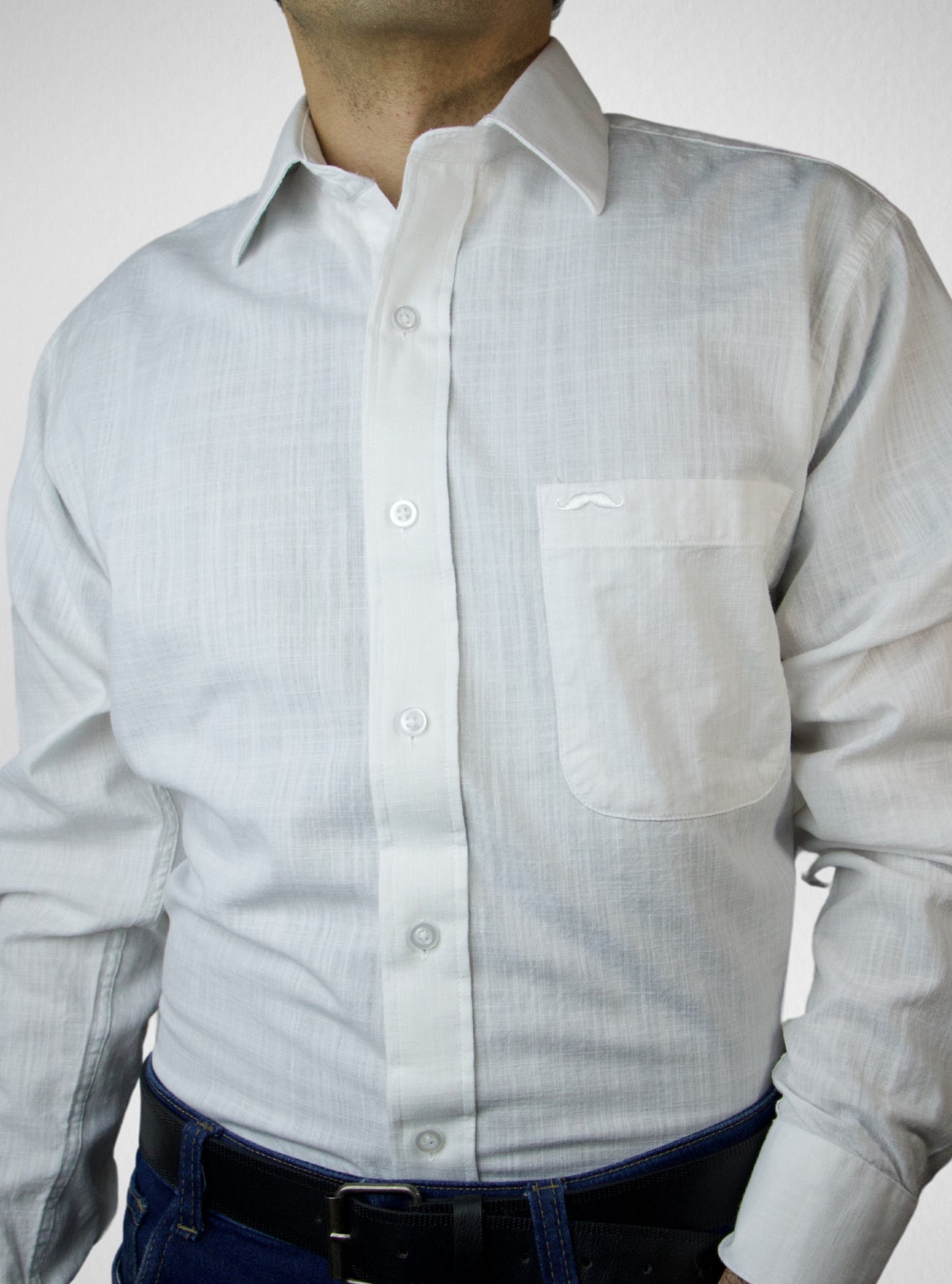 Camisa corte regular - Lino blanco