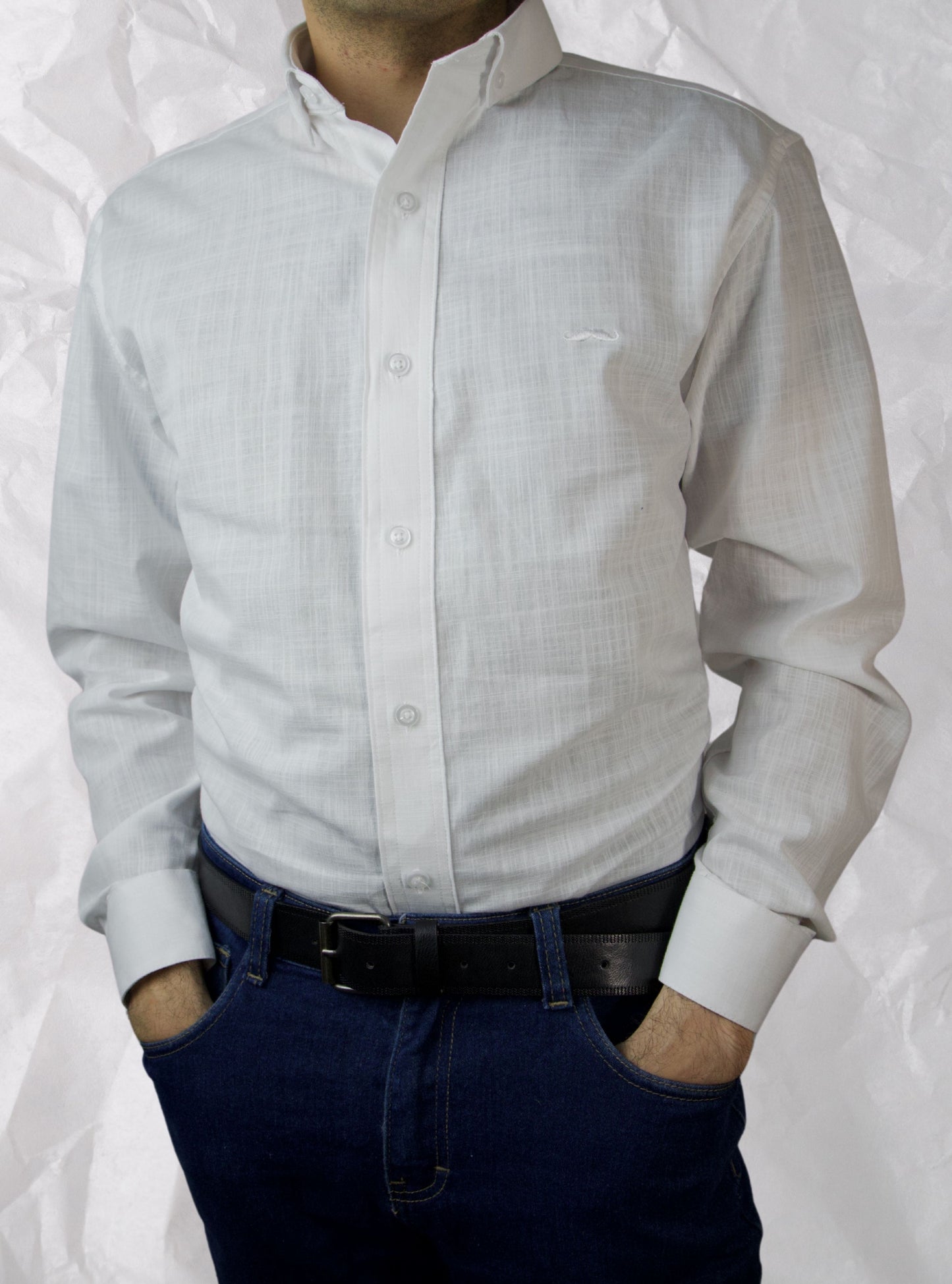 Camisa slim fit - Lino blanco