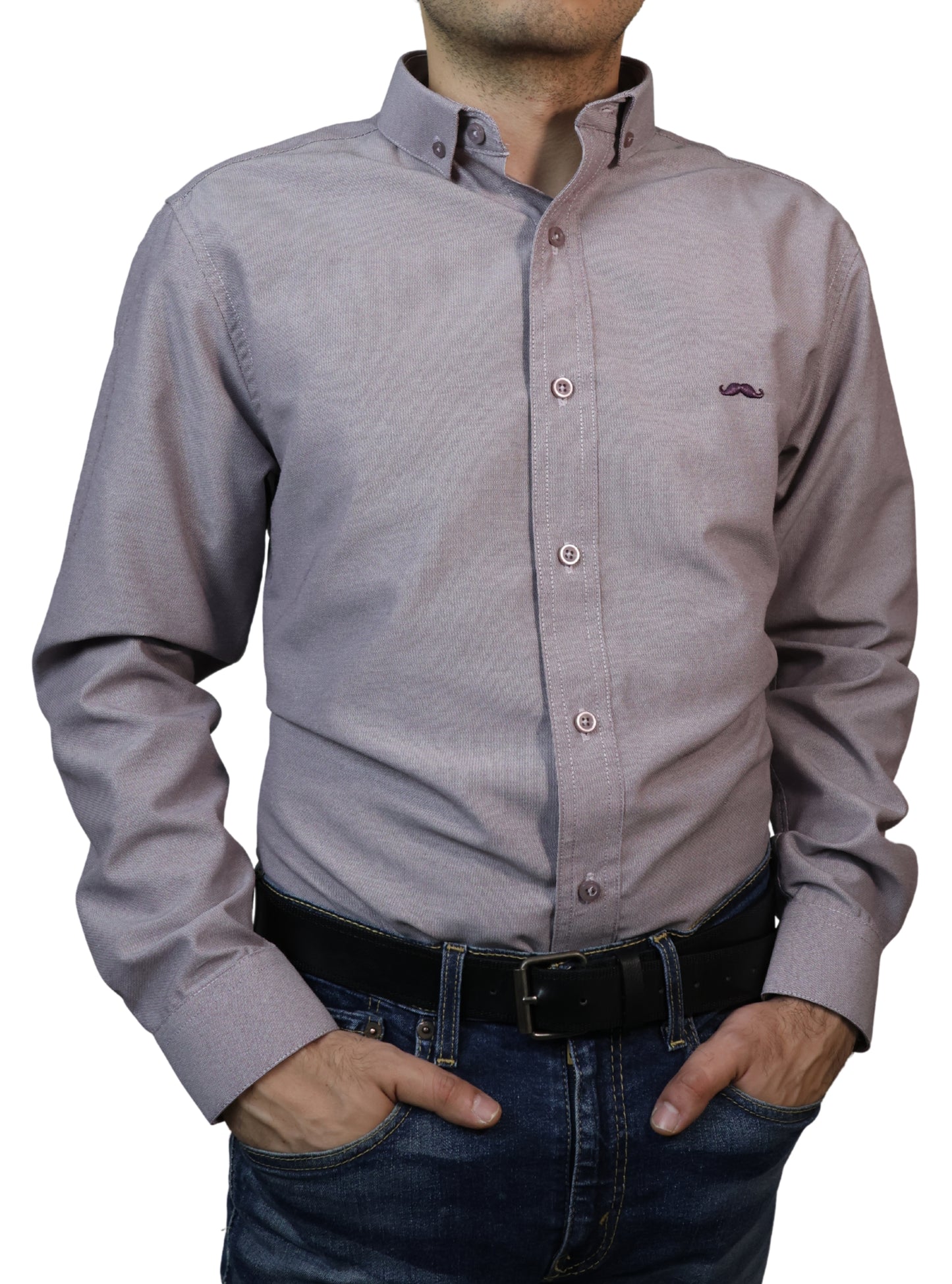 Camisa slim fit - Púrpura liso