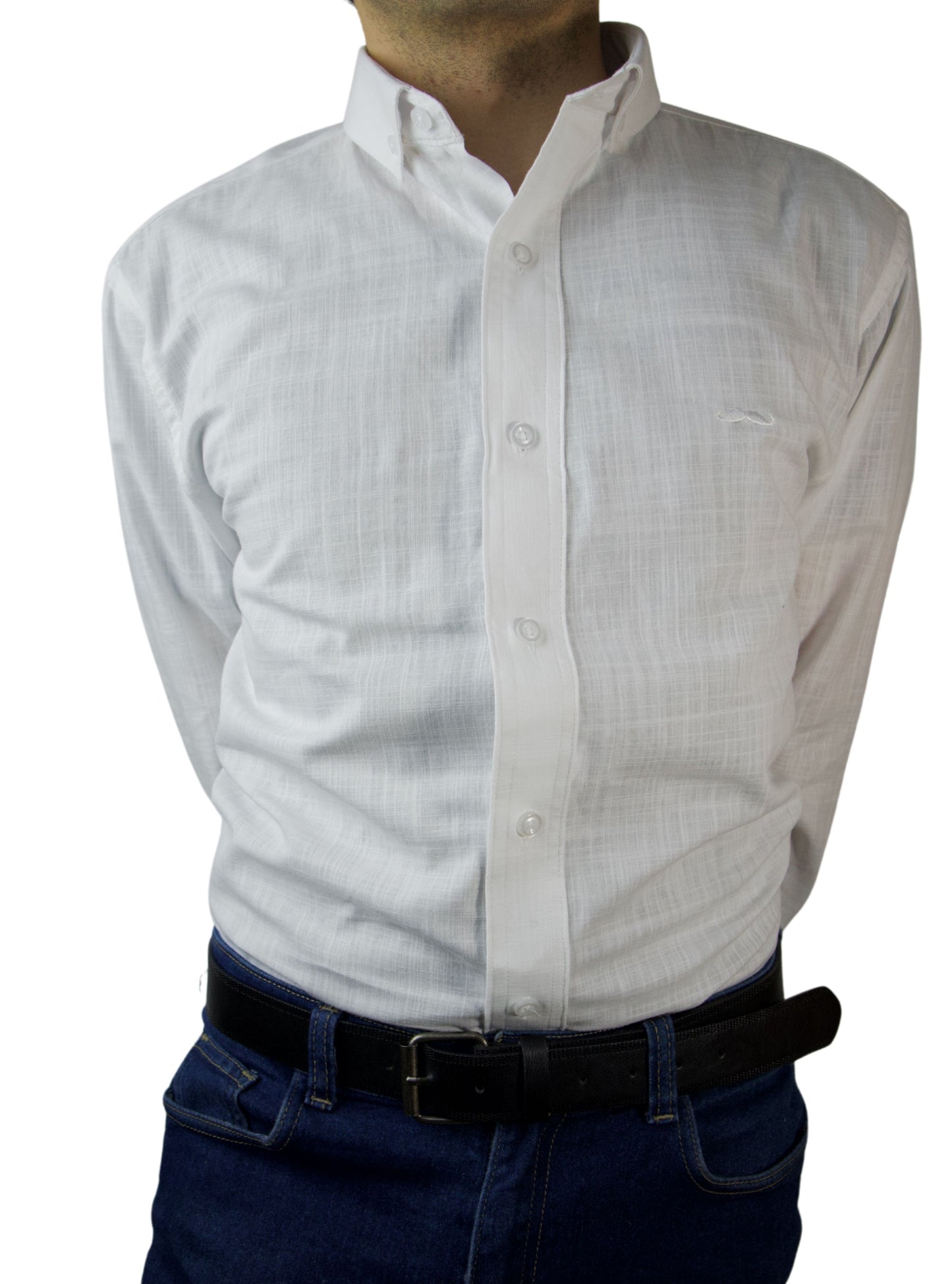 Camisa slim fit - Lino blanco