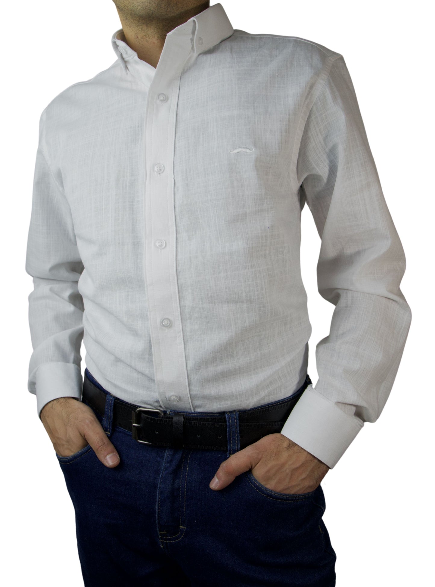 Camisa slim fit - Lino blanco