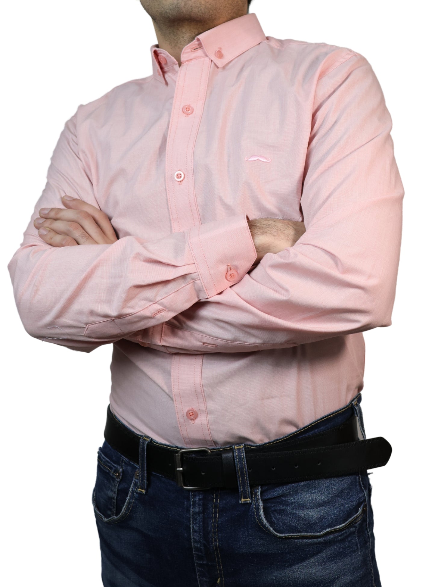 Camisa slim fit - Rosa liso