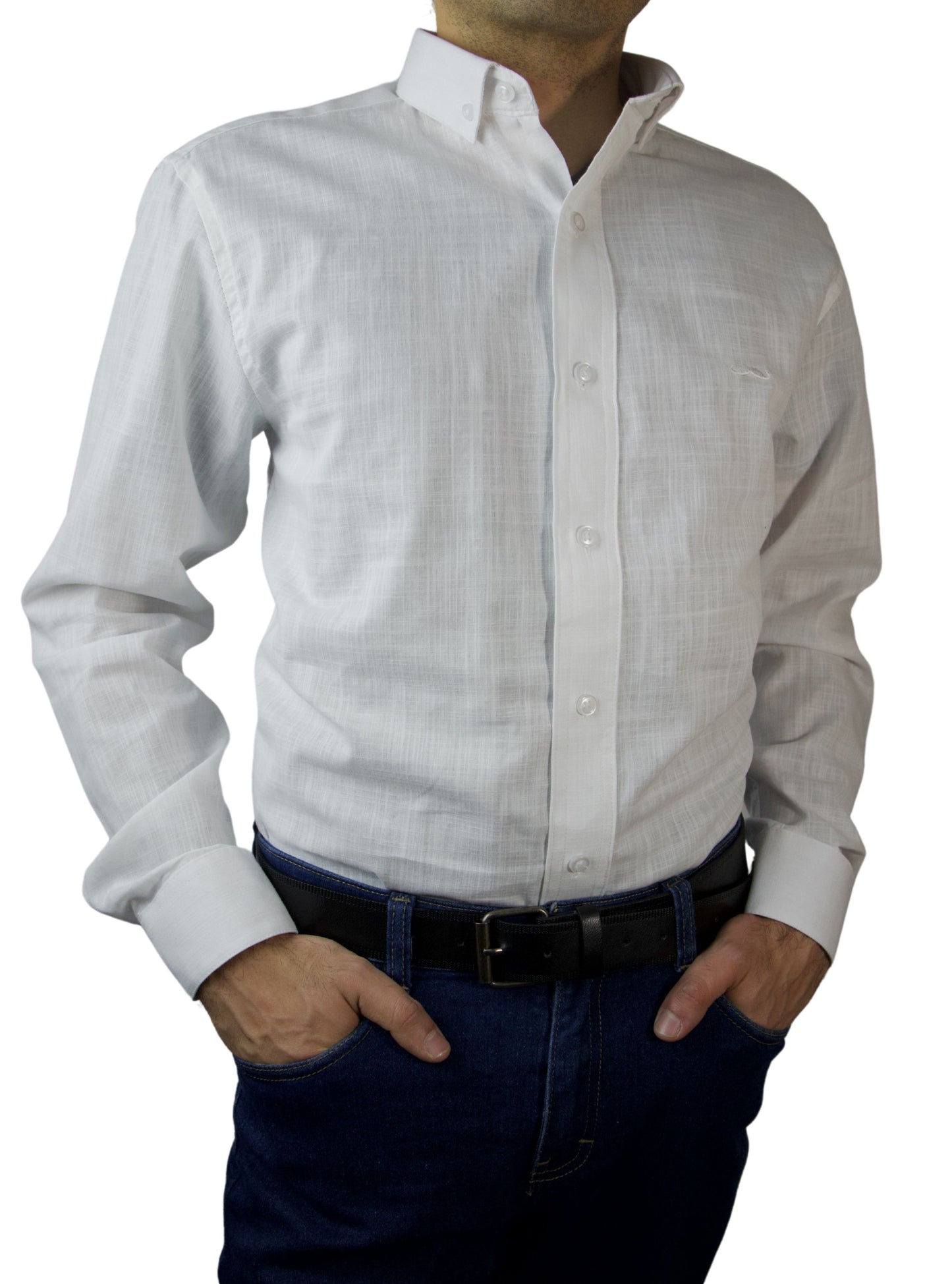 Camisa slim fit - Lino blanco