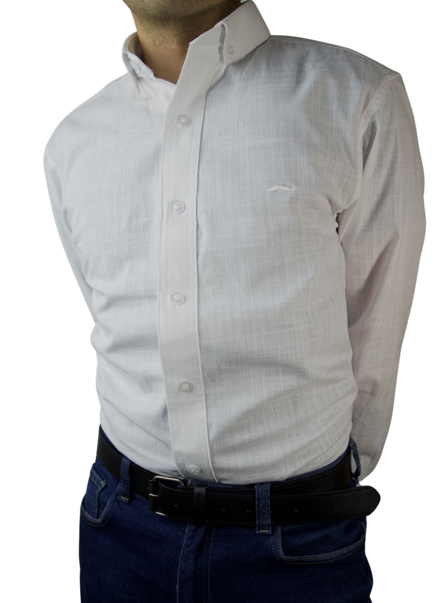 Camisa slim fit - Lino blanco
