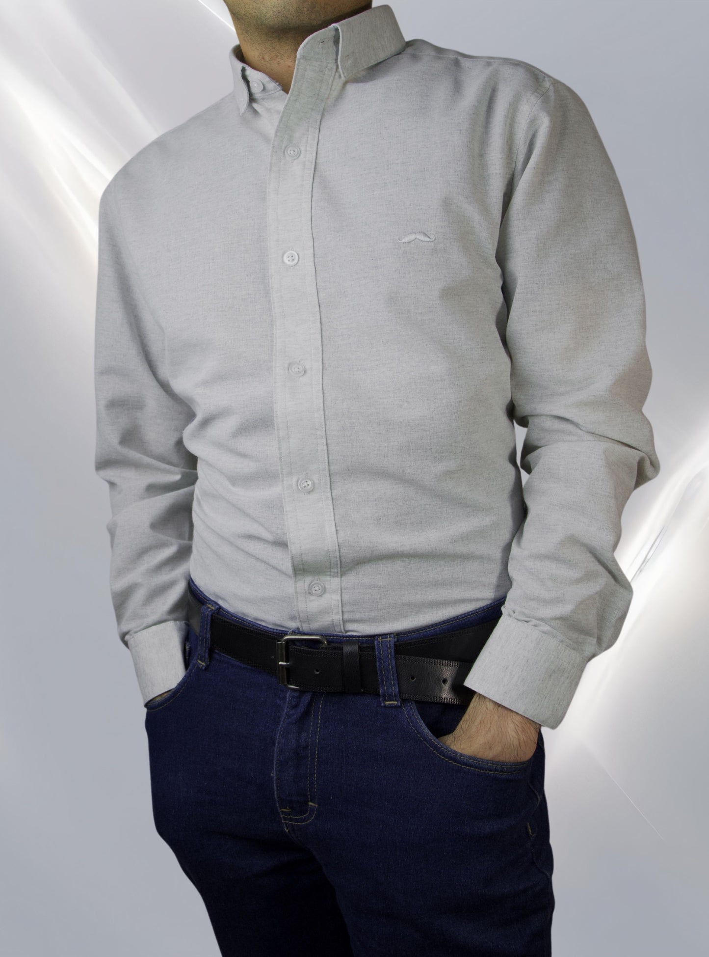 Camisa slim fit - Gris plateado