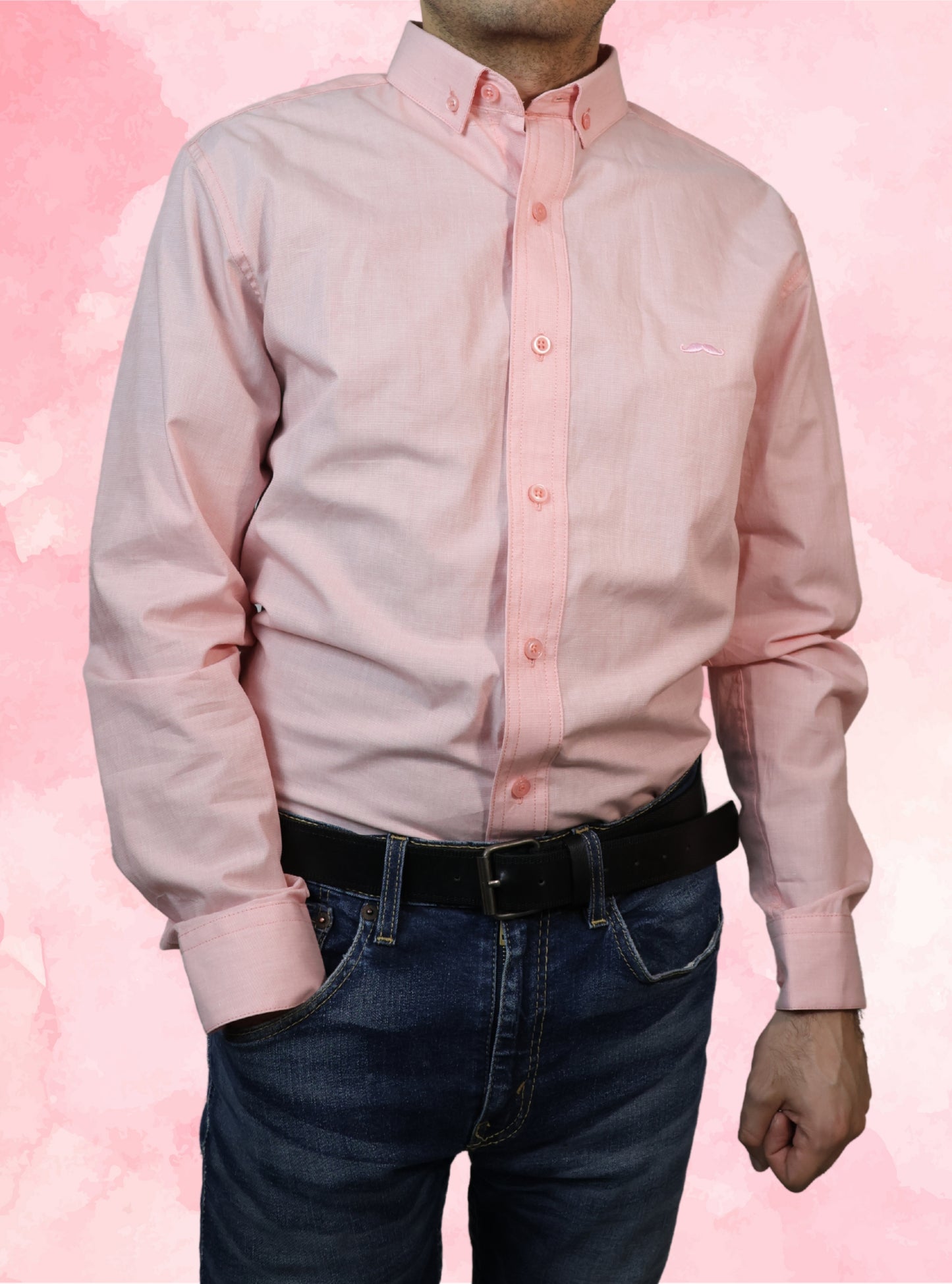 Camisa slim fit - Rosa liso