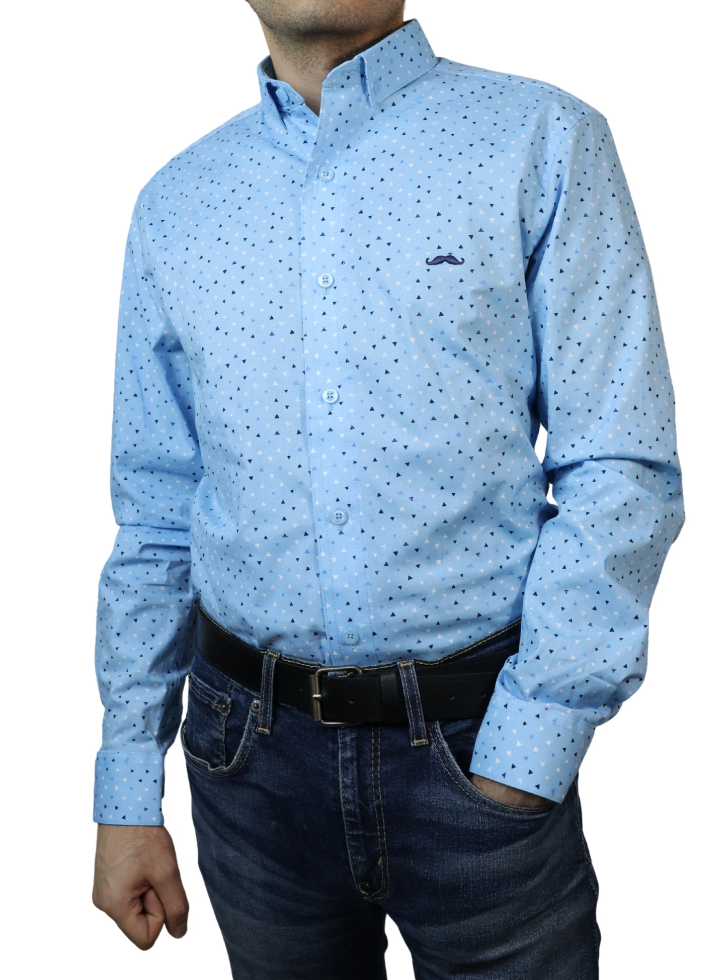 Camisa slim fit - Azul geométrico