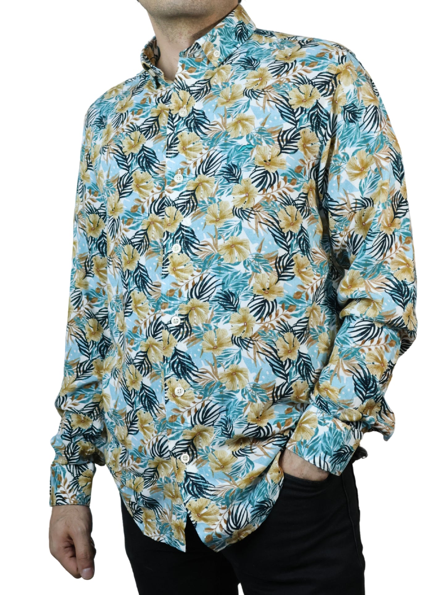 Camisa slim fit - Floreado azul