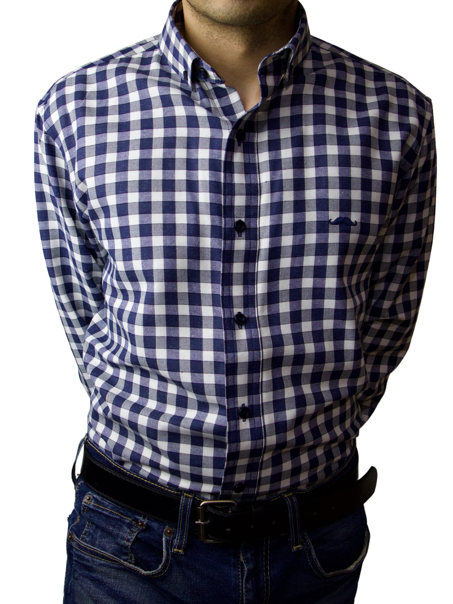 Camisa slim fit - Cuadro grande marino