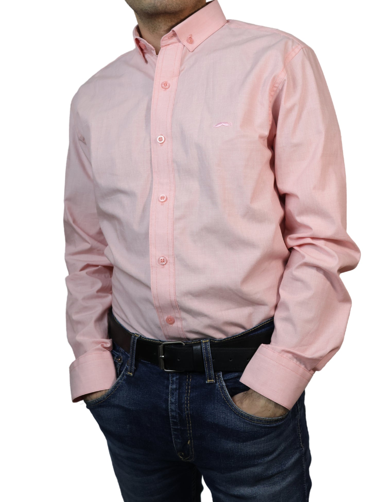 Camisa slim fit - Rosa liso