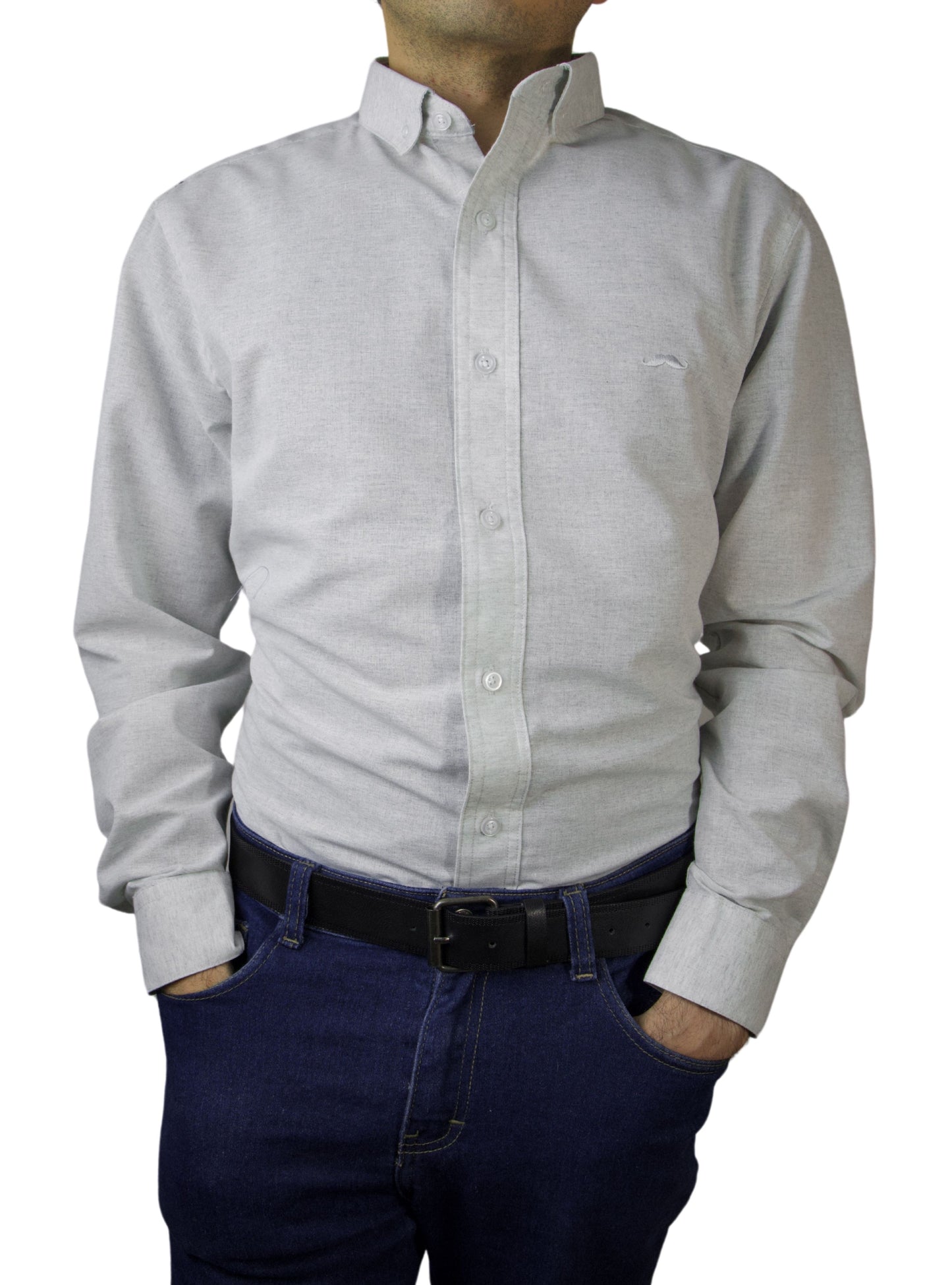 Camisa slim fit - Gris plateado