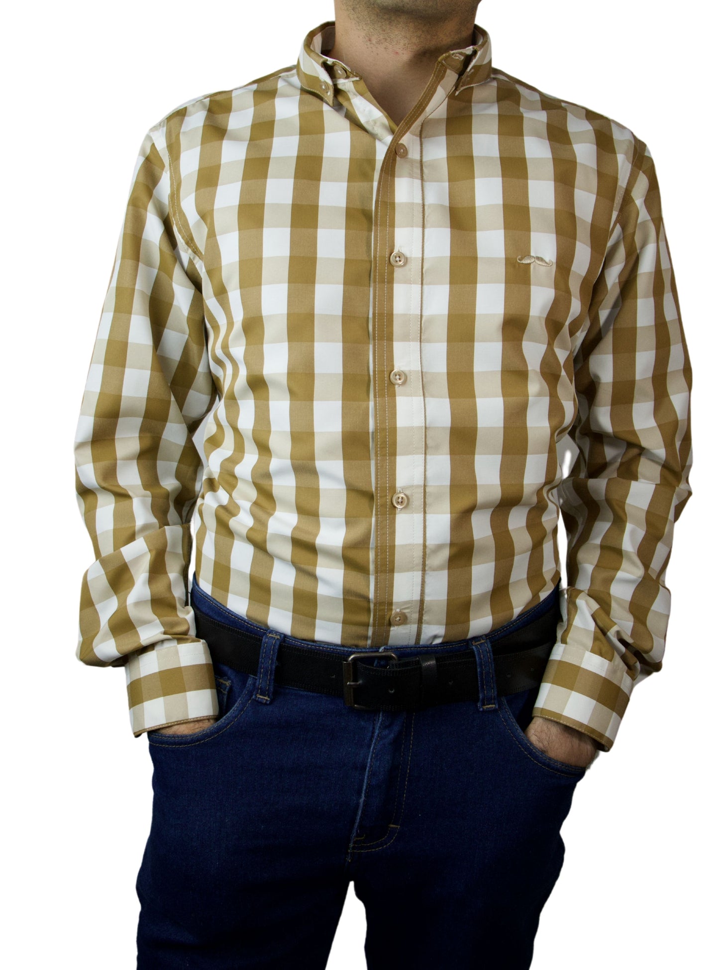 Camisa slim fit - Cuadro café