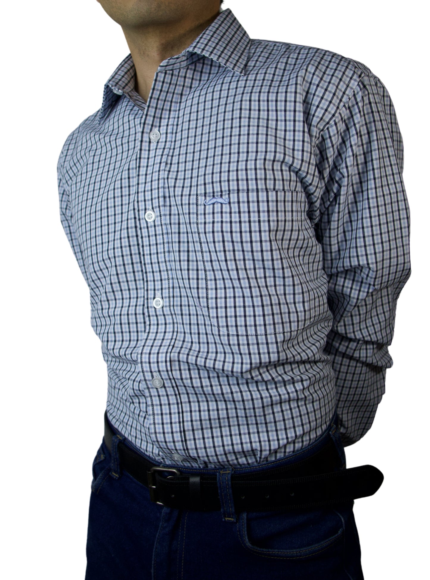 Camisa corte regular - Cuadro azul claro