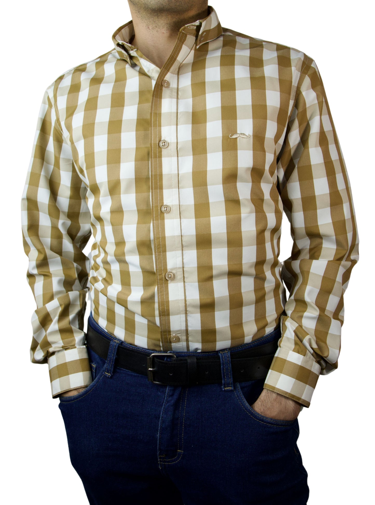 Camisa slim fit - Cuadro café