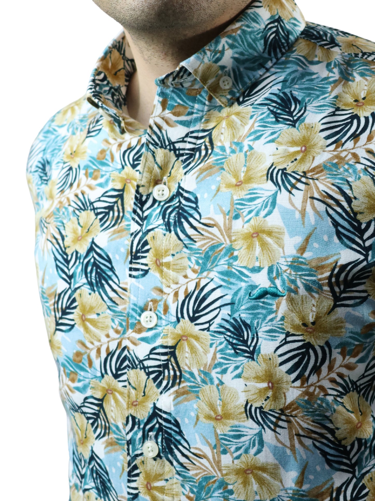 Camisa slim fit - Floreado azul