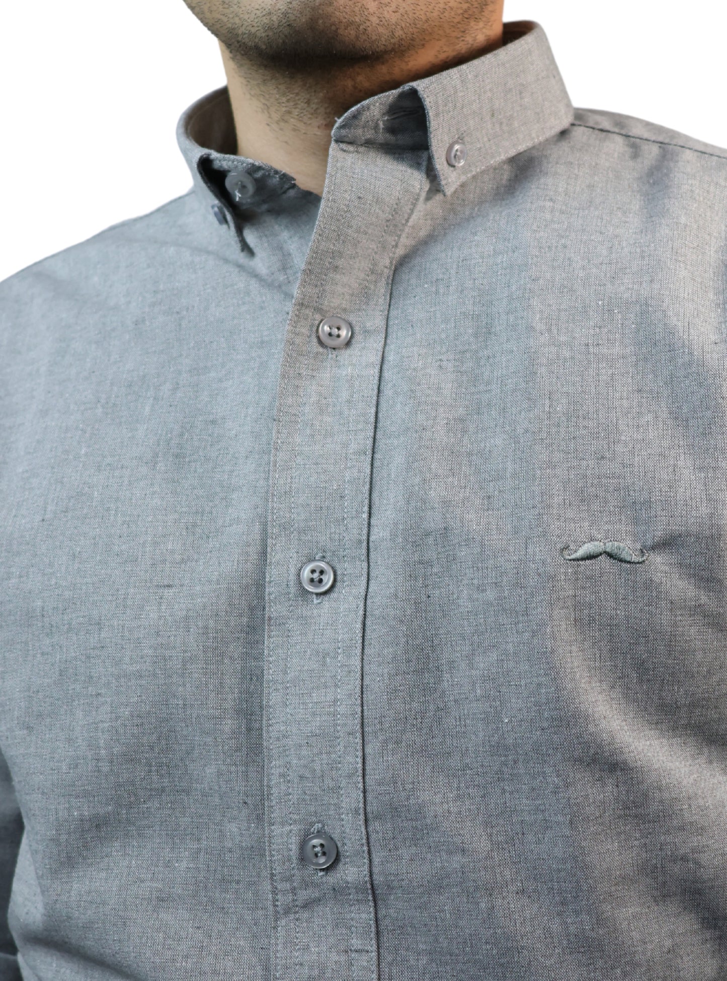 Camisa slim fit - Gris liso