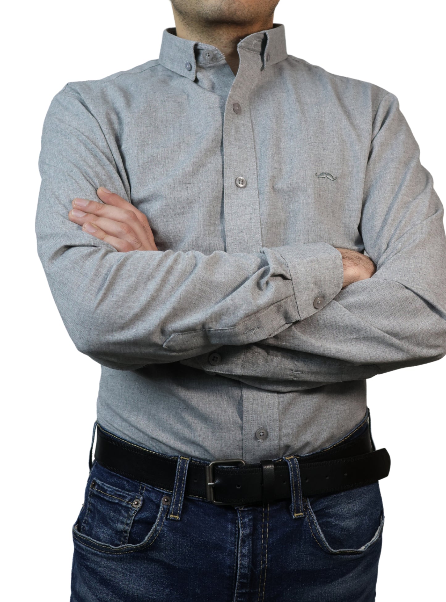 Camisa slim fit - Gris liso