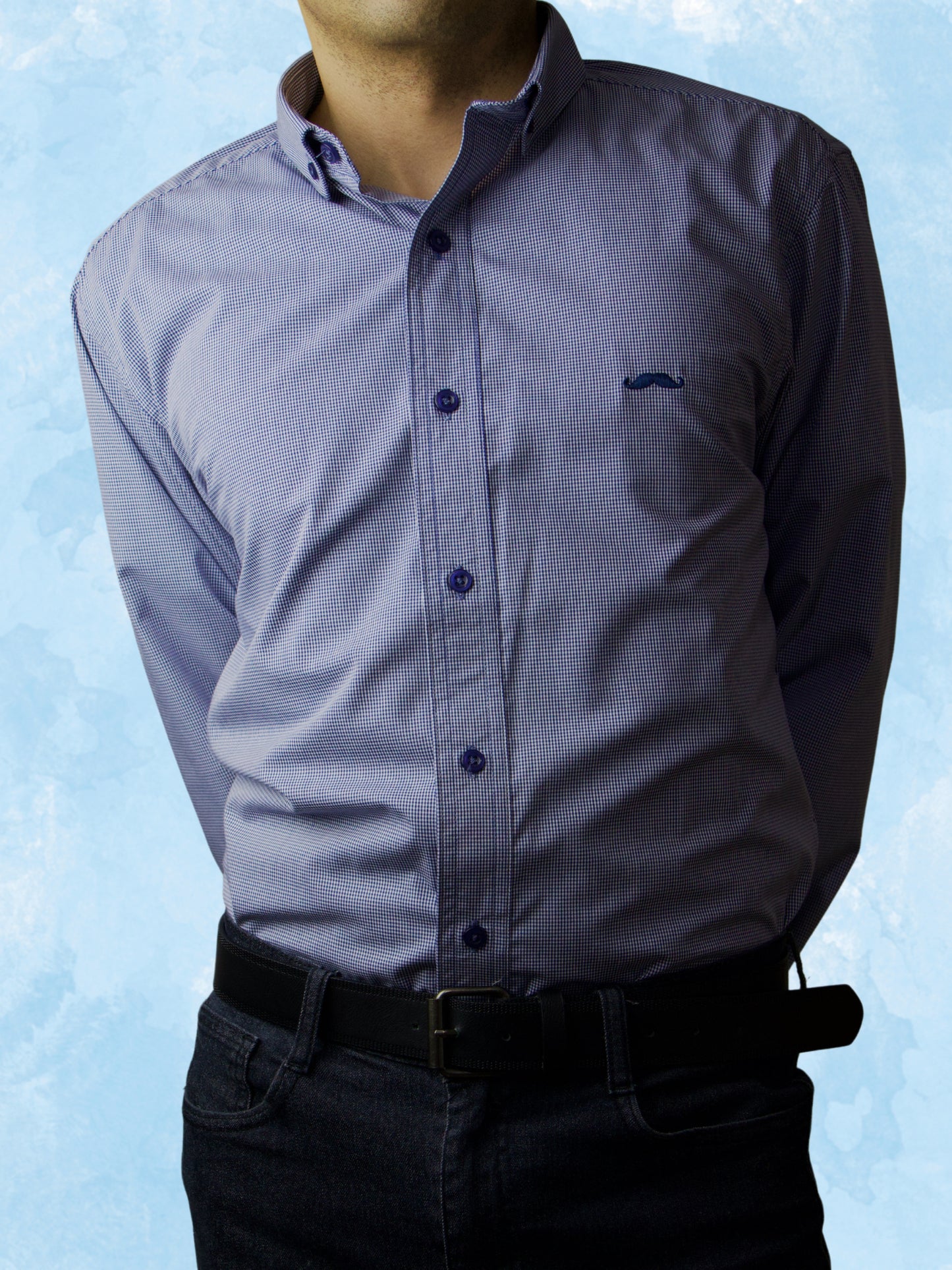 Camisa slim fit - Azul fancy