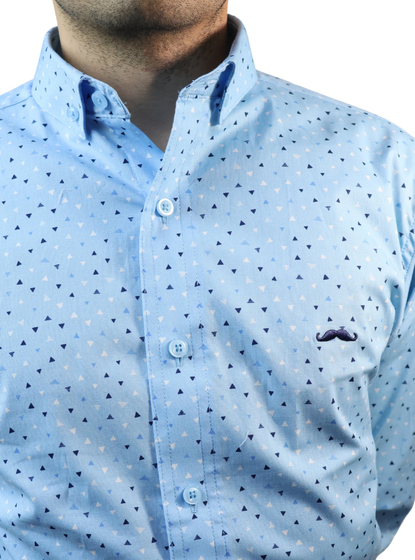 Camisa slim fit - Azul geométrico