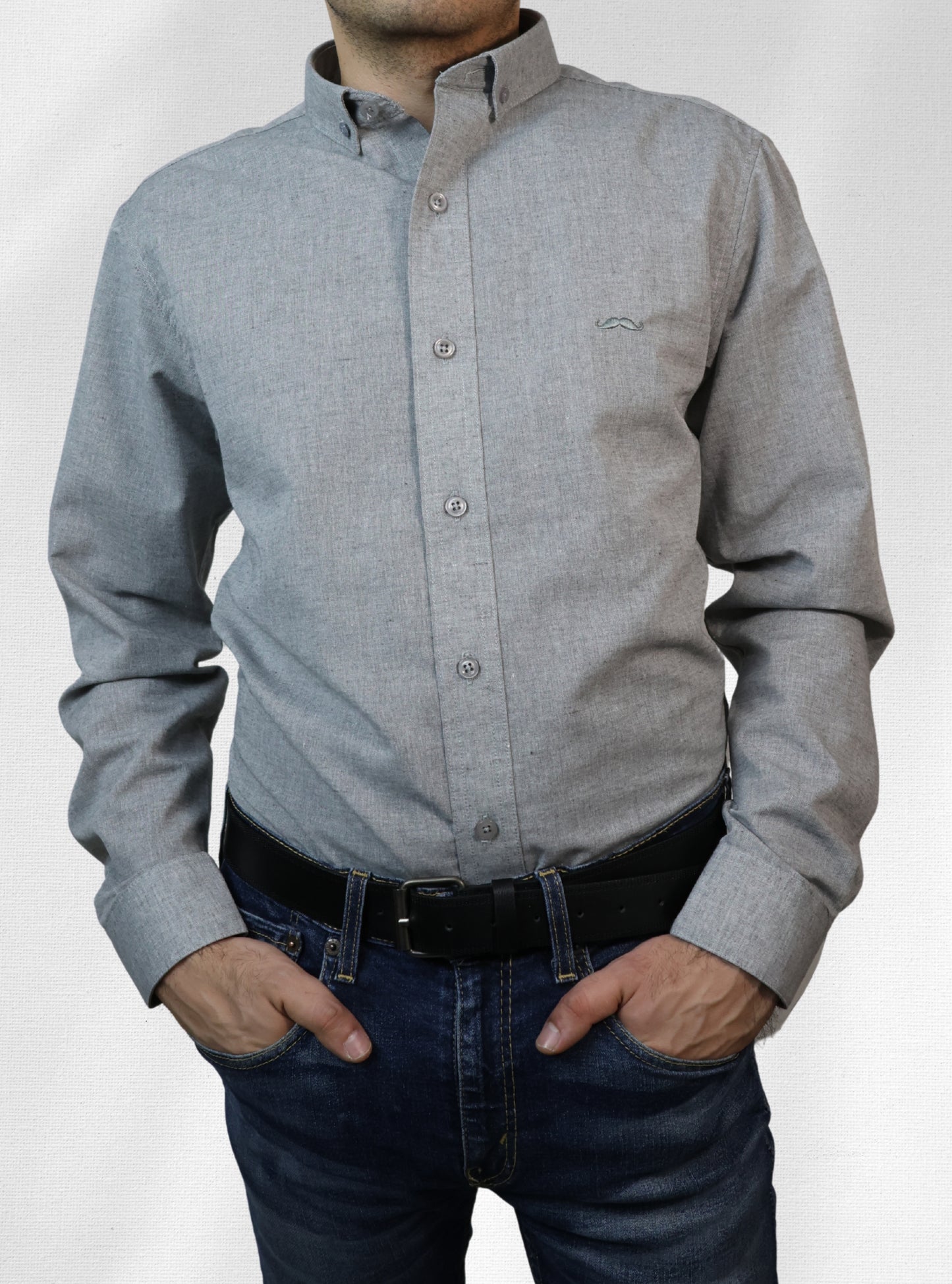 Camisa slim fit - Gris liso