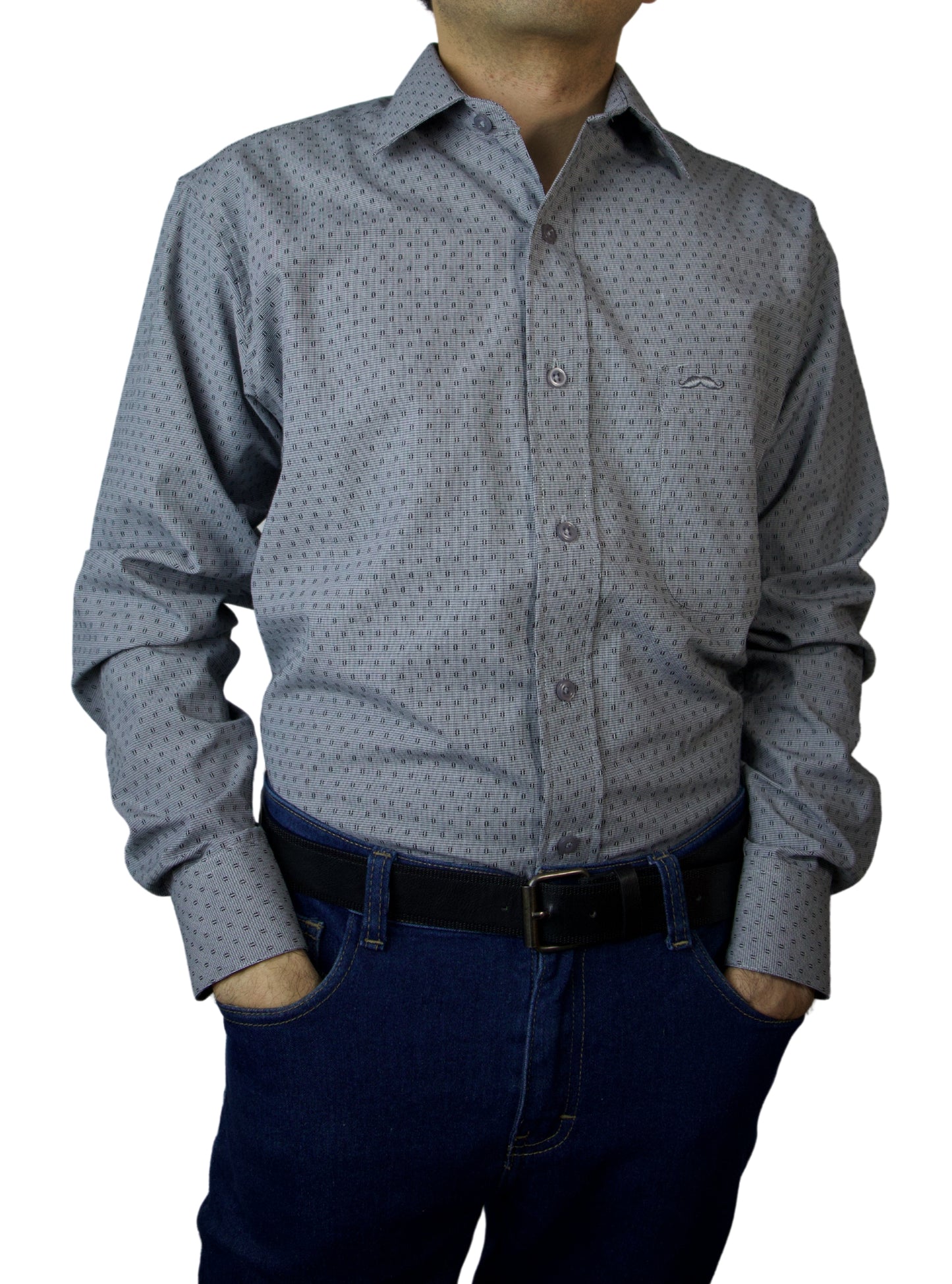 Camisa corte regular - Gris estampado