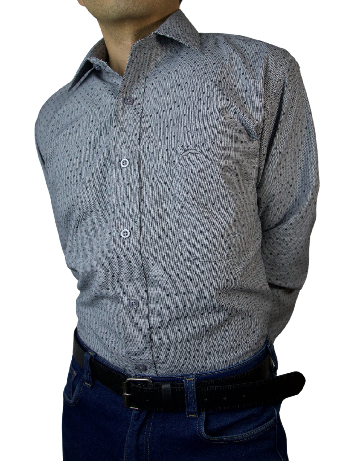 Camisa corte regular - Gris estampado