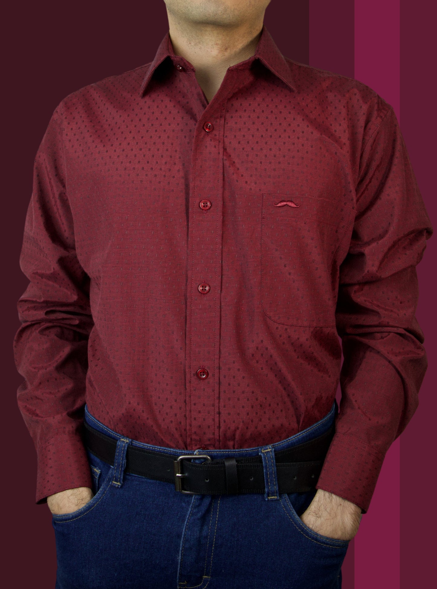 Camisa corte regular - Vino estampado