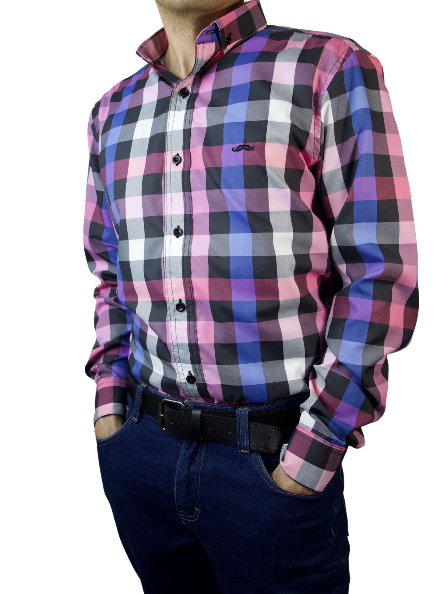 Camisa slim fit - Cuadro púrpura