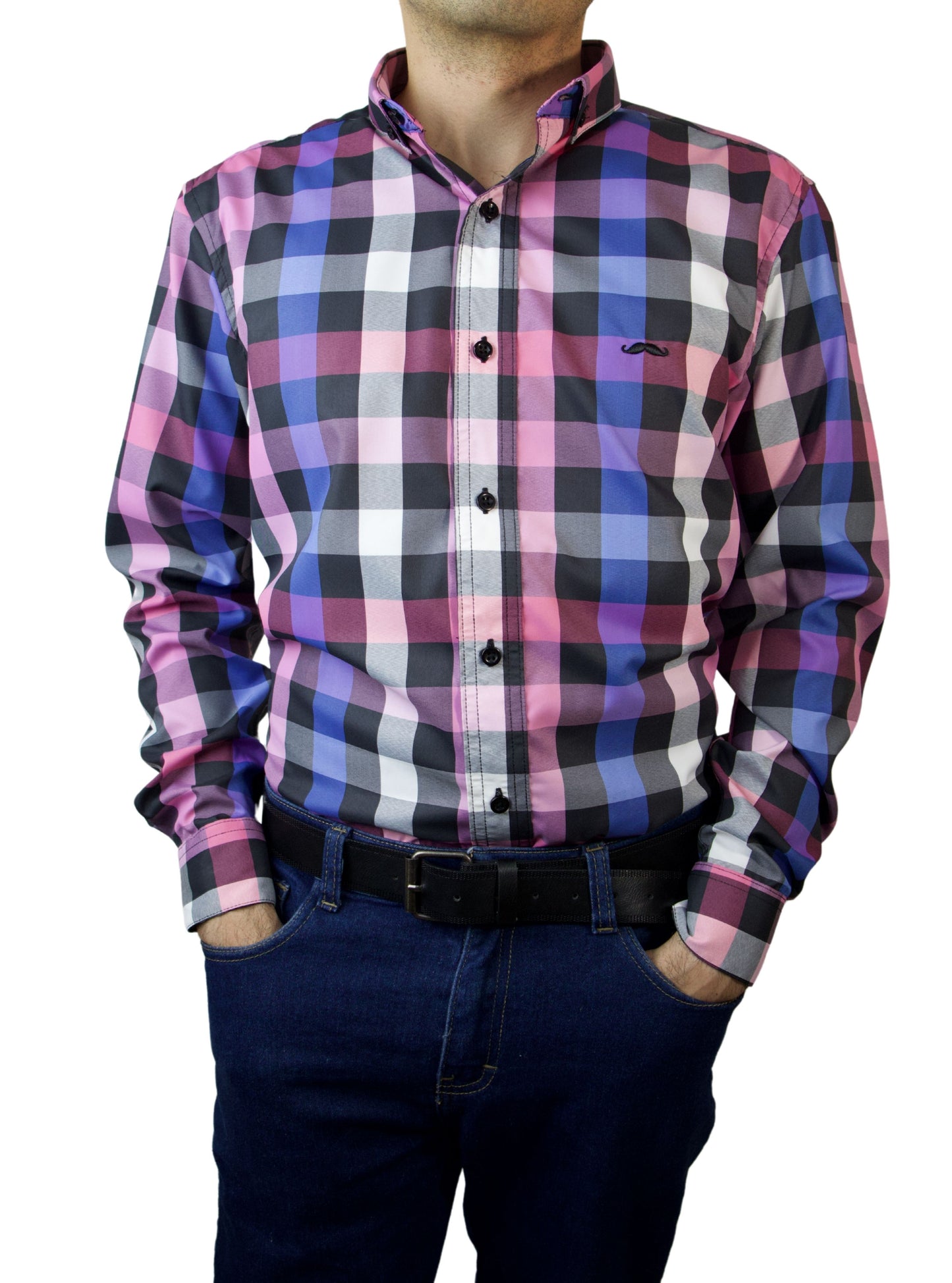 Camisa slim fit - Cuadro púrpura