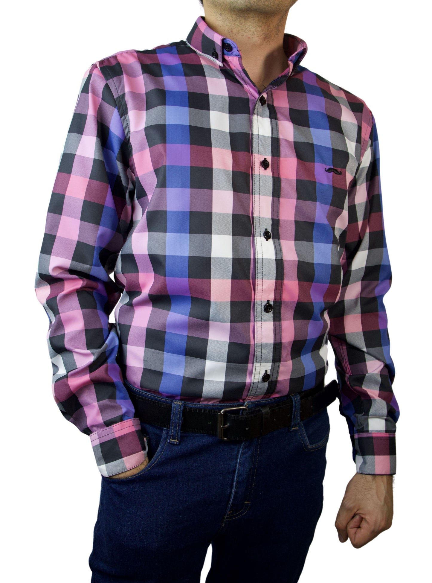 Camisa slim fit - Cuadro púrpura