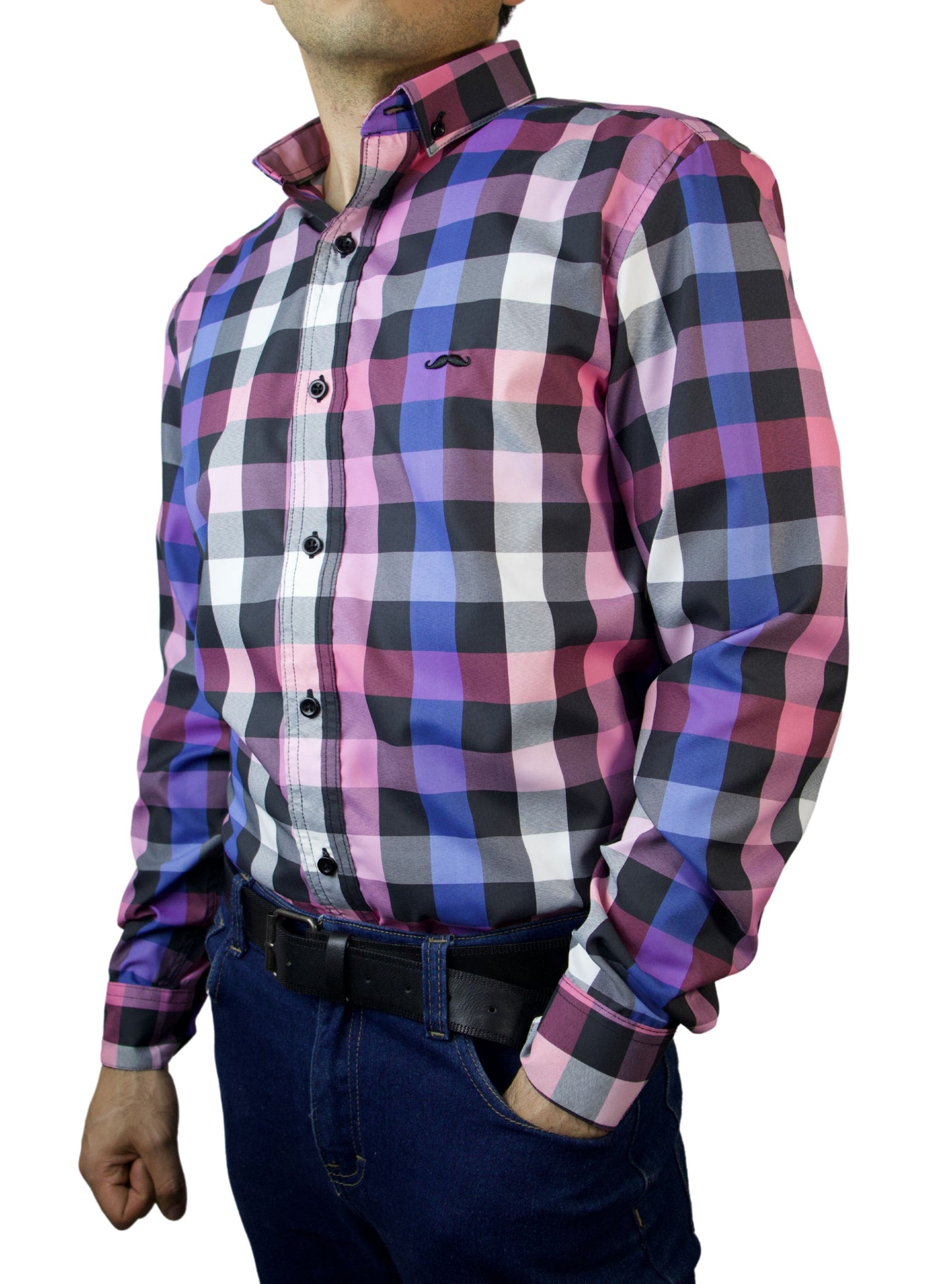 Camisa slim fit - Cuadro púrpura