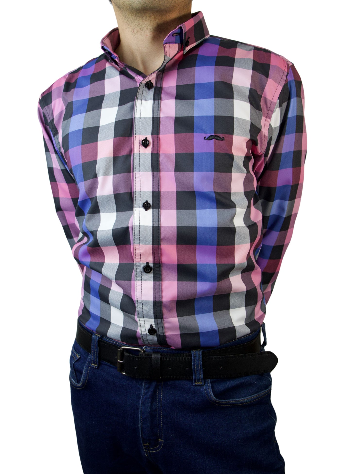 Camisa slim fit - Cuadro púrpura